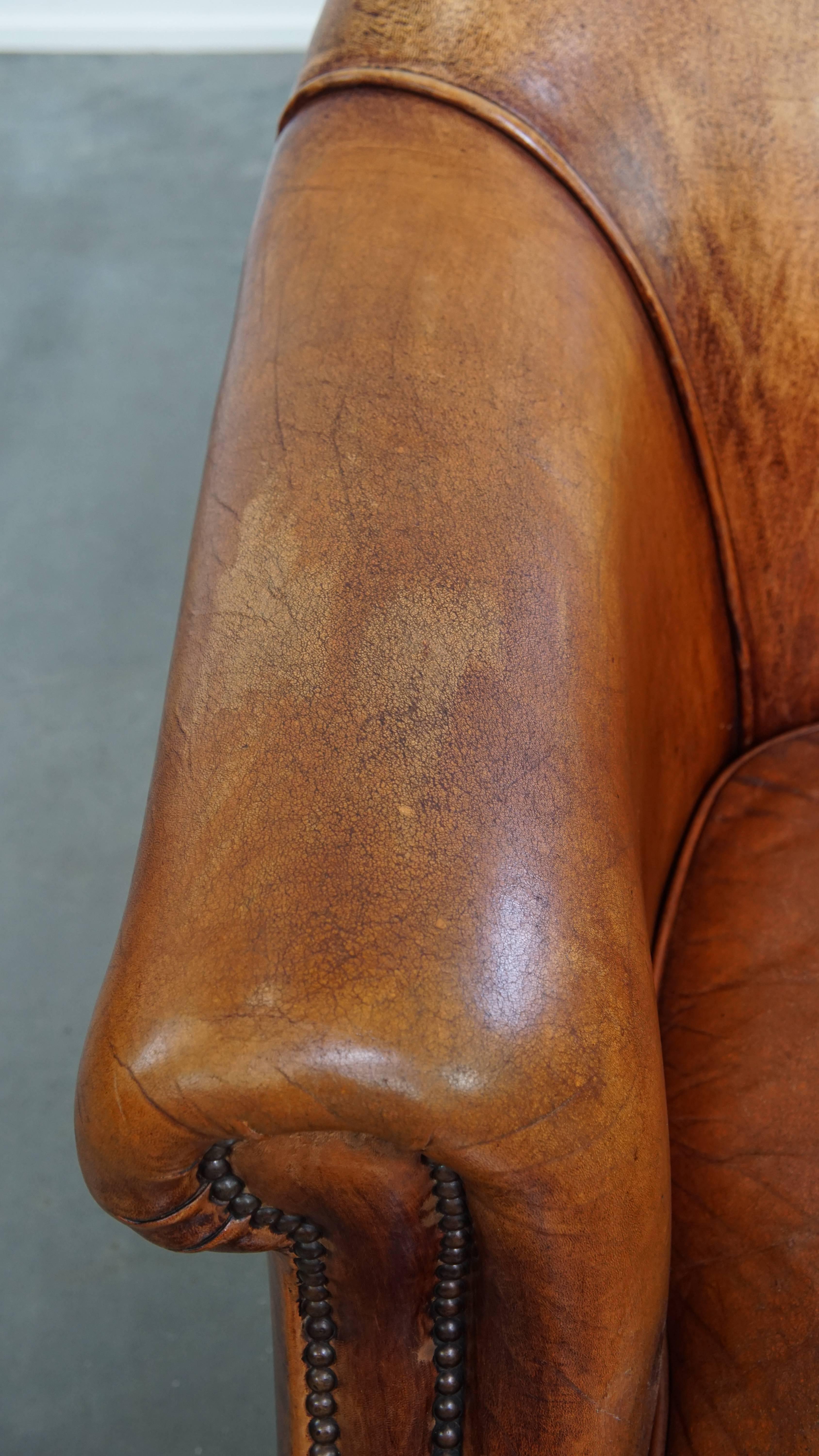 Cuir Fauteuil club en cuir de mouton en vente