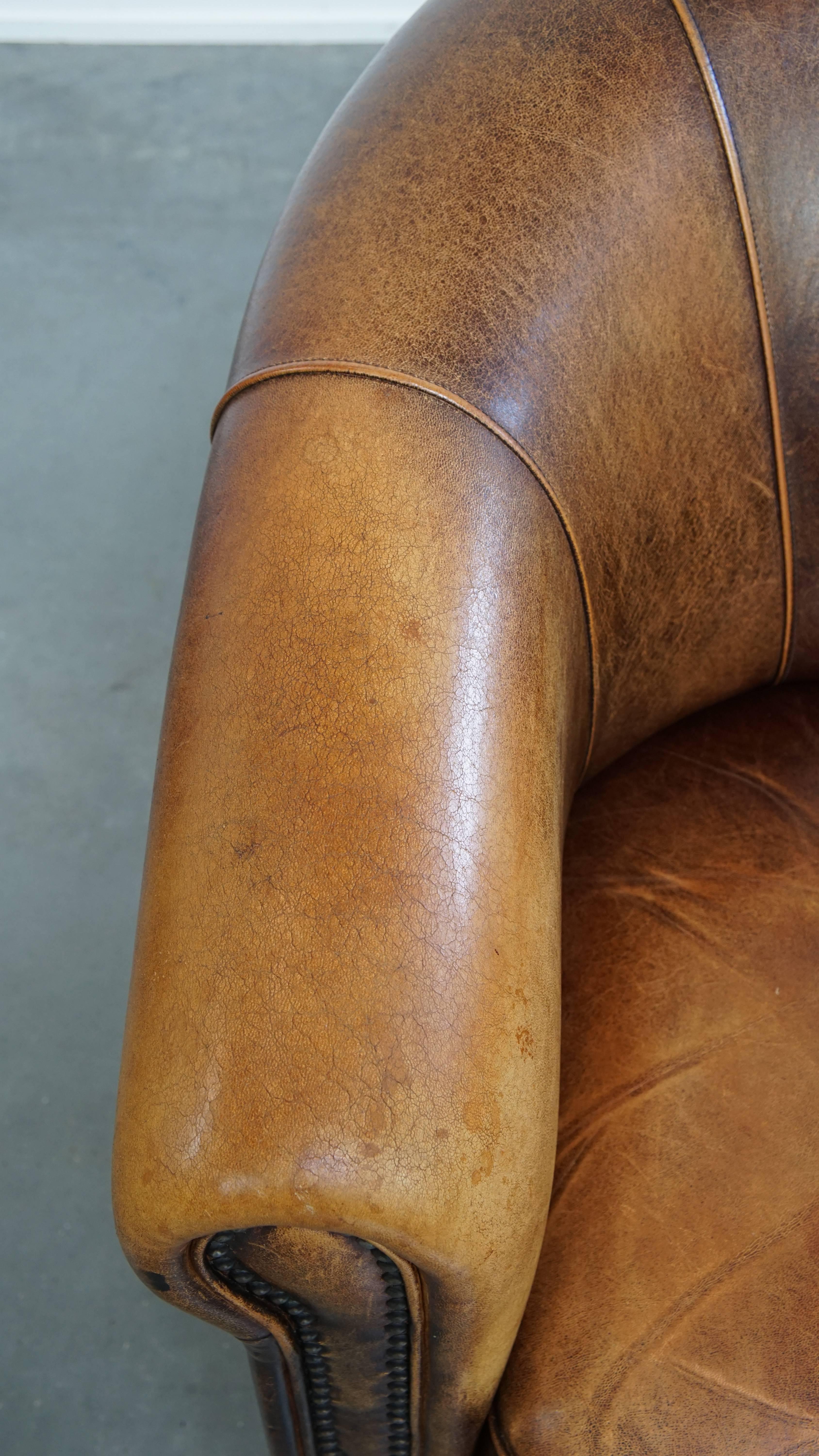 Cuir Fauteuil club en cuir de mouton en vente