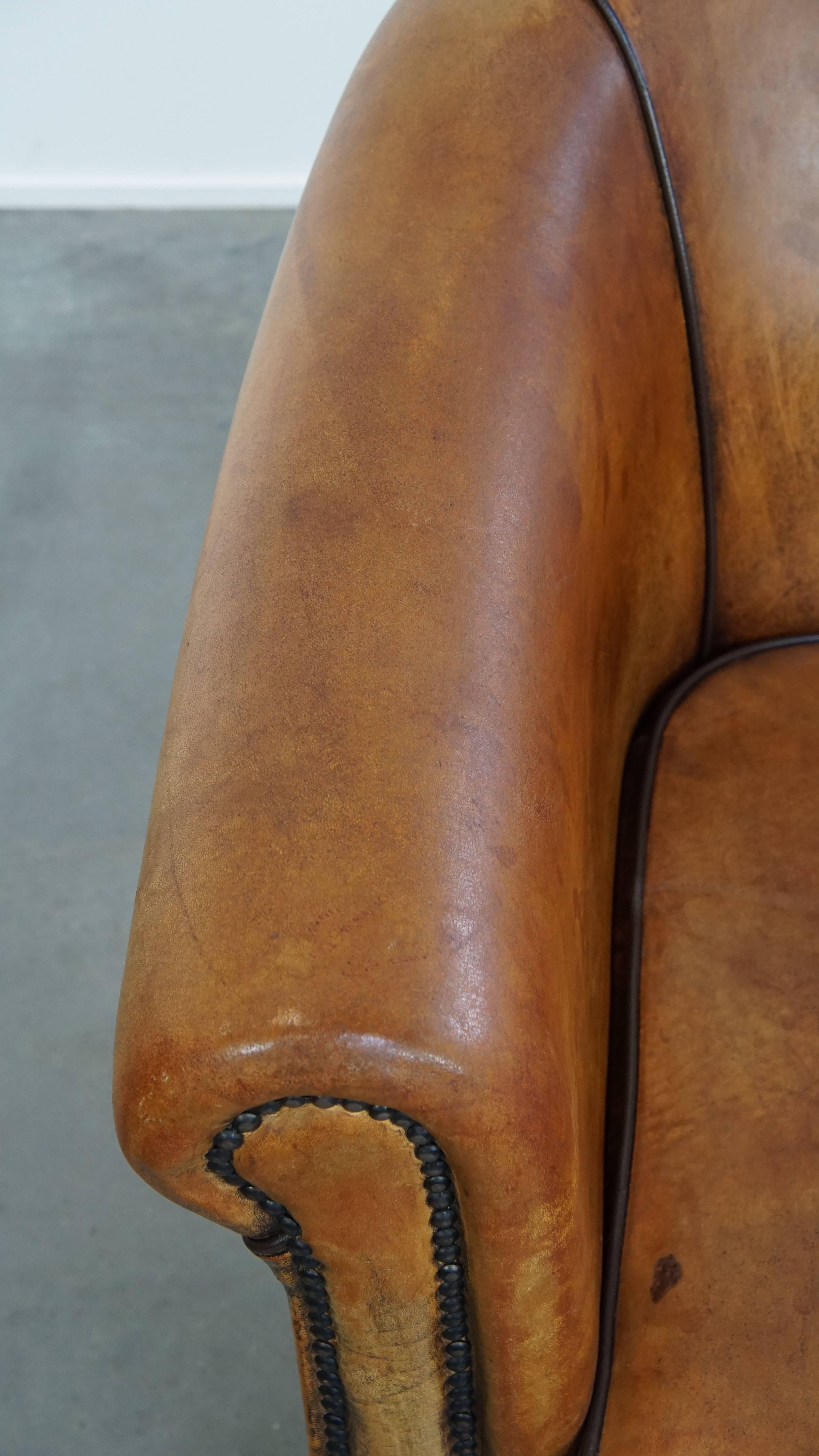 Sheepskin Leather Club Chair in English Style For Sale 1