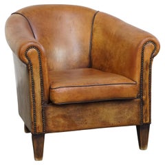 Sheepskin Leather Club Chair in English Style