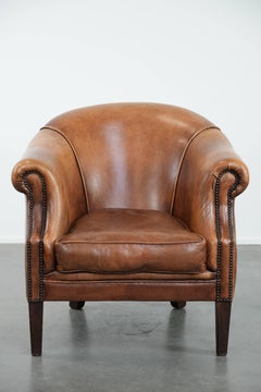 Sheepskin leather club chair with beautiful colours and comfortable seat
