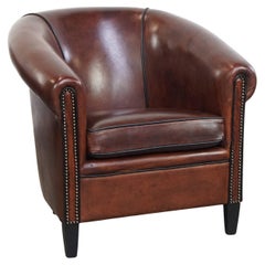 Sheepskin Leather Club Chair with Black Piping