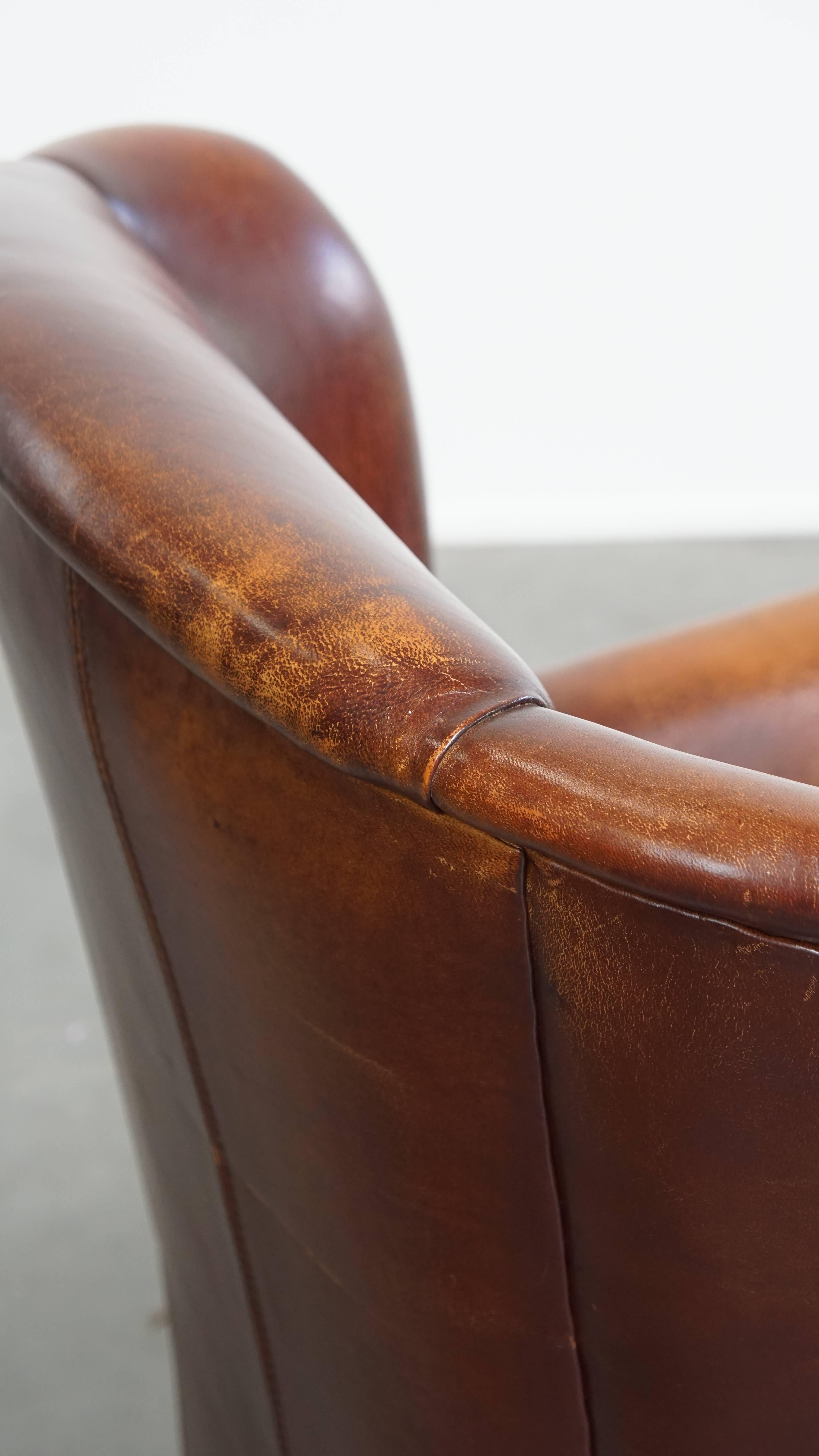 Sheepskin Leather Wingback Chair For Sale 9