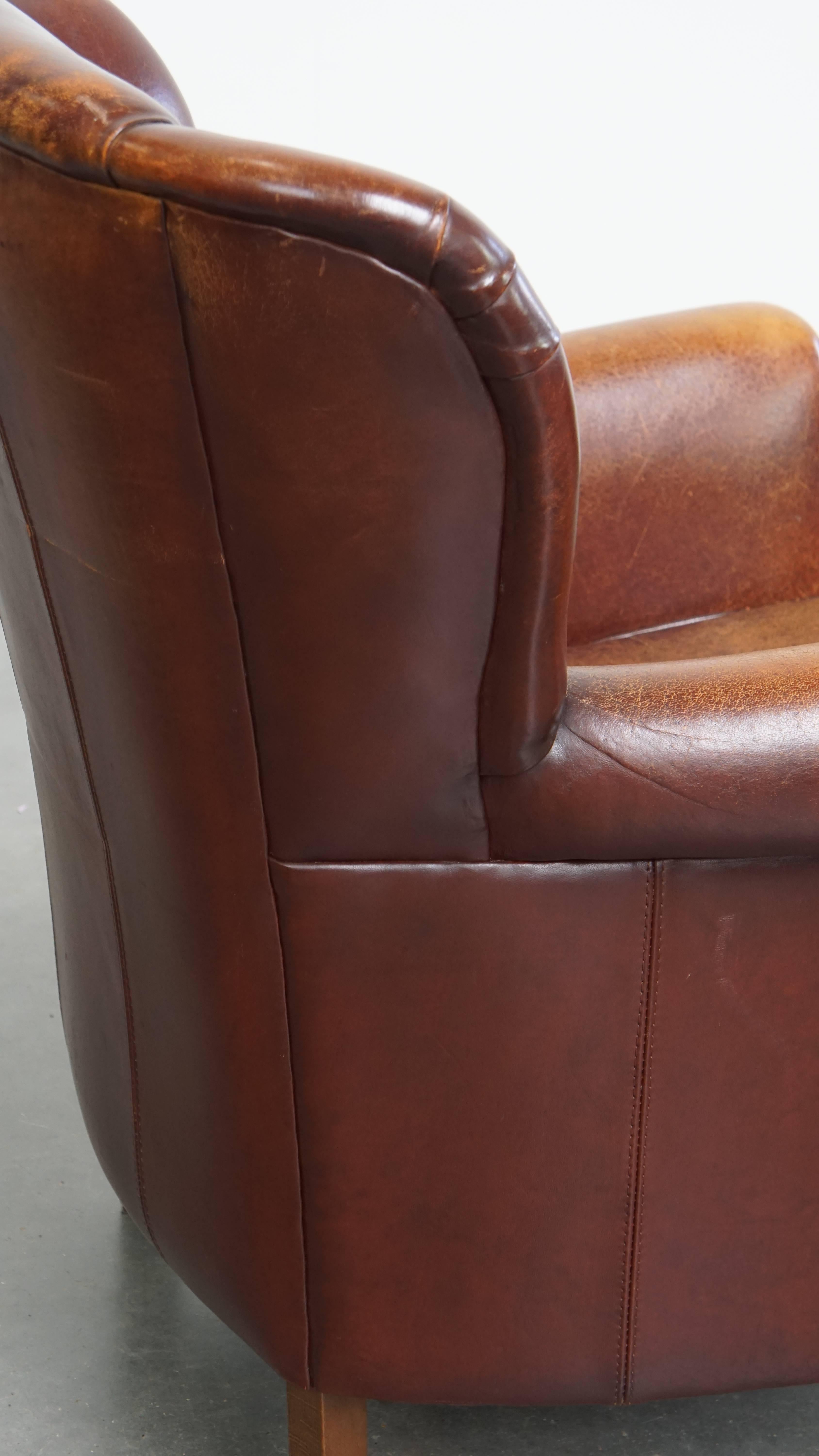 Sheepskin Leather Wingback Chair For Sale 10
