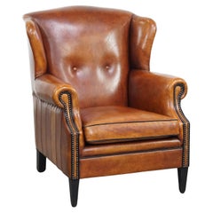 Sedia Wingback in pelle di pecora