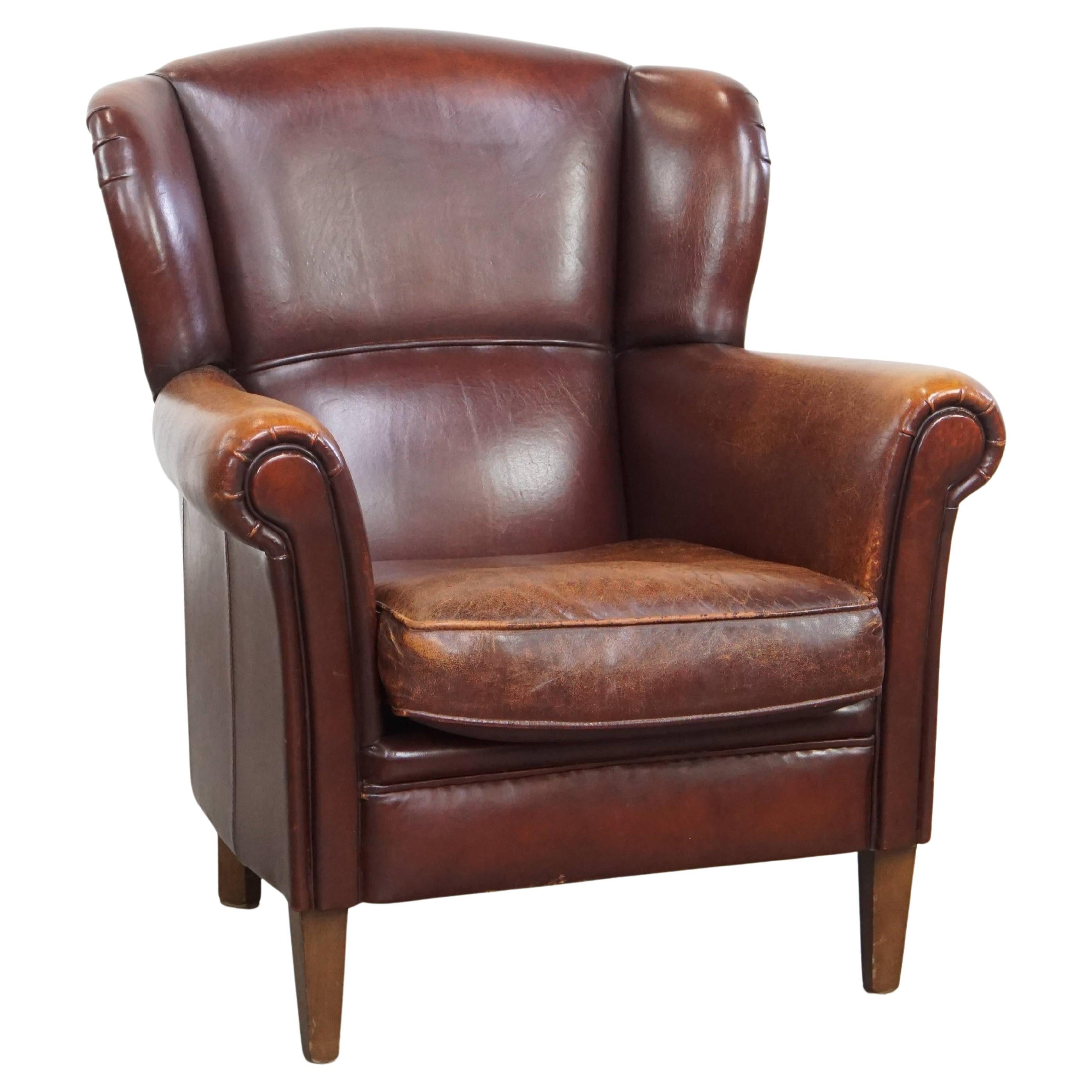 Sheepskin Leather Wingback Chair