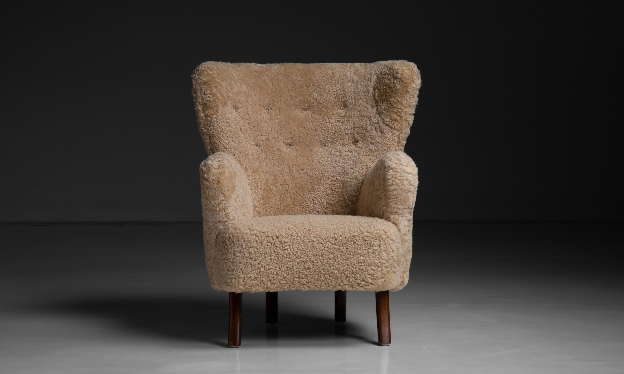 Mid-Century Modern Shearling Chair by Alfred Christensen, Denmark circa 1950