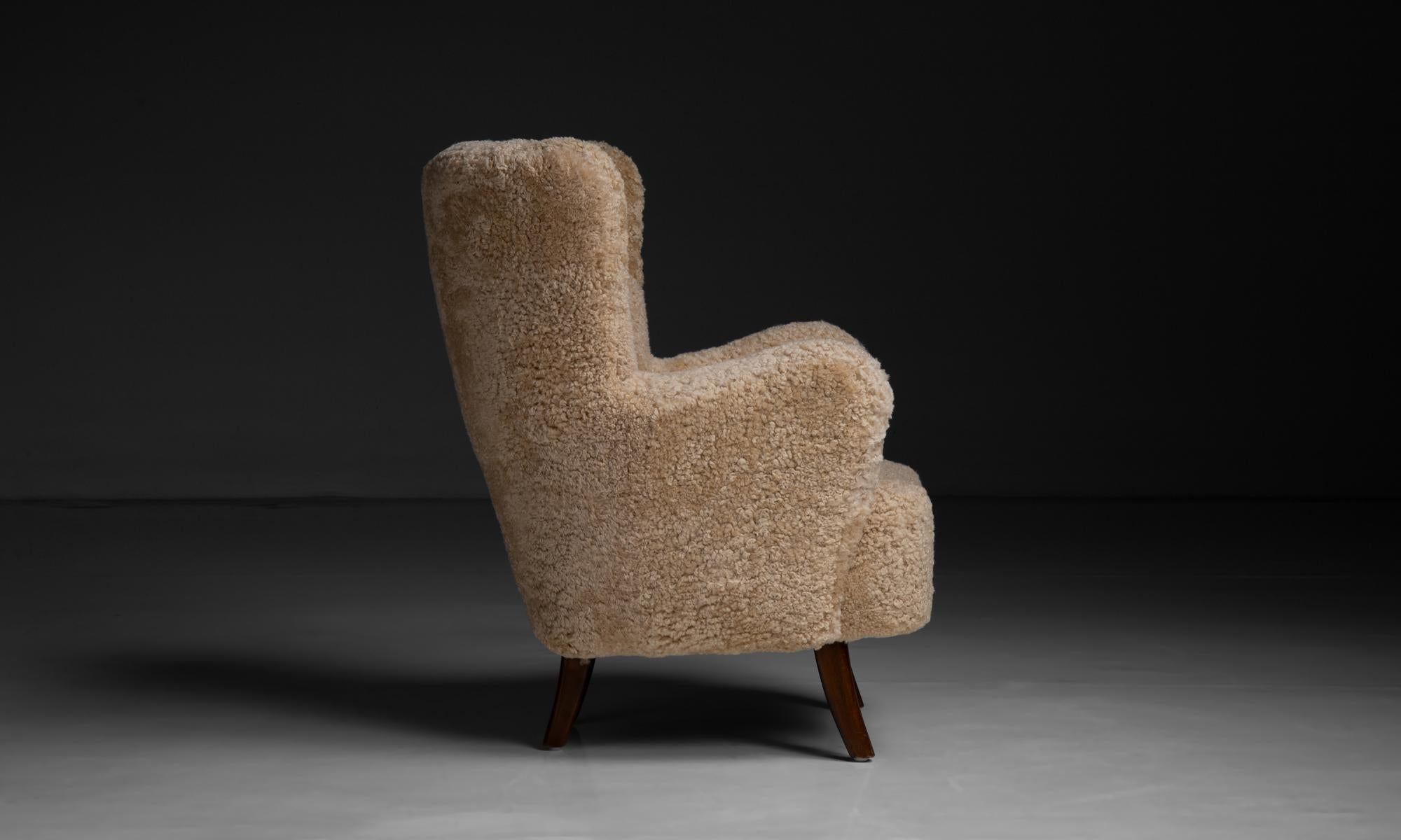 Danish Shearling Chair by Alfred Christensen, Denmark circa 1950