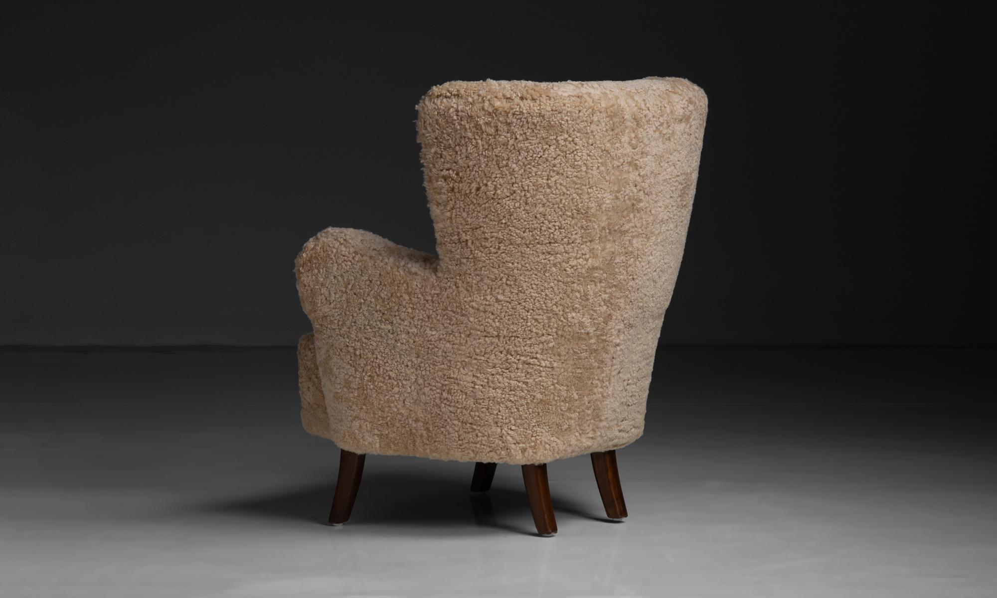 Shearling Chair by Alfred Christensen, Denmark circa 1950 In Good Condition In Culver City, CA