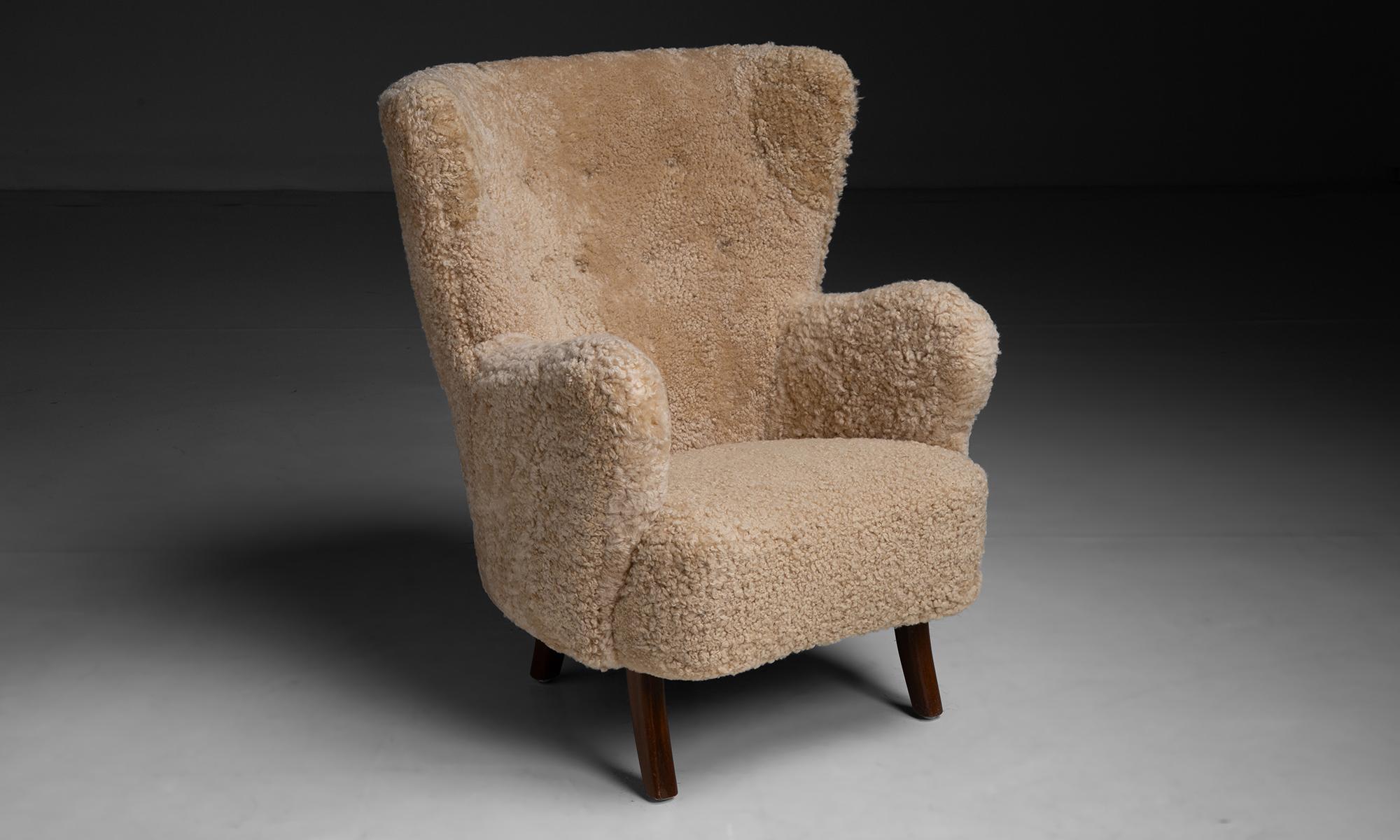 20th Century Shearling Chair by Alfred Christensen, Denmark circa 1950