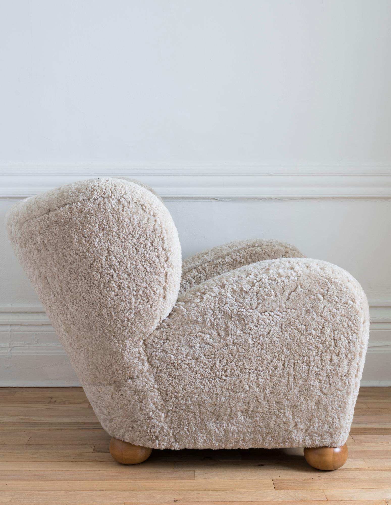 Scandinavian Modern Sheepskin Lounge Chair Designed by Märta Blomstedt