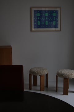 Taburetes "Bonanza" de piel de oveja y roble de Esko Pajamies para ASKO, Finlandia, años 60