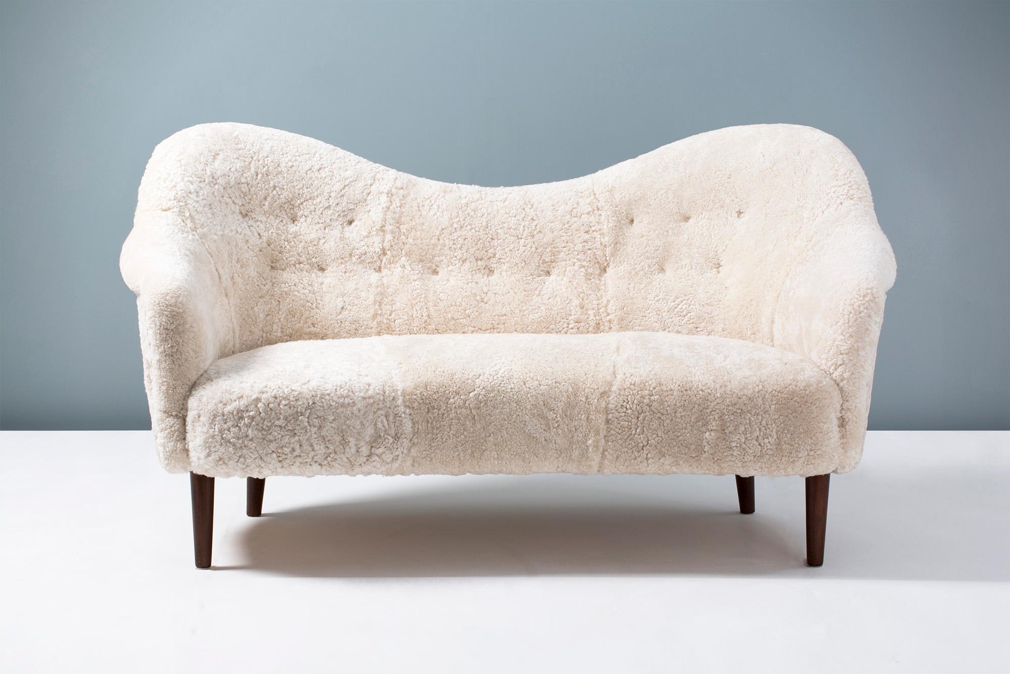 Beech Sheepskin Samspel Sofa by Carl Malmsten, 1956