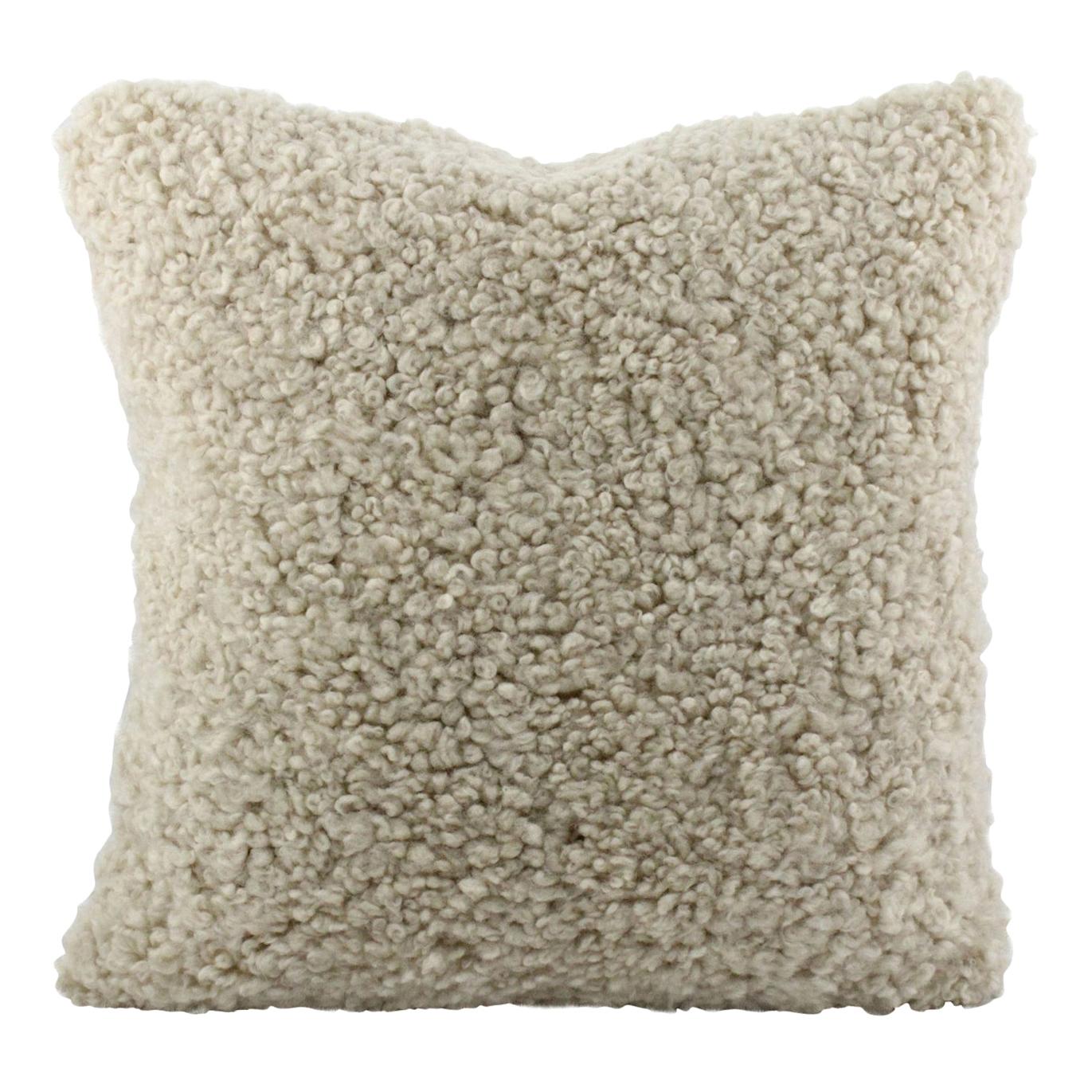 Boucle Pillow Sheepskin Cushion, Curly Wool  20x20" | 50*50cm For Sale
