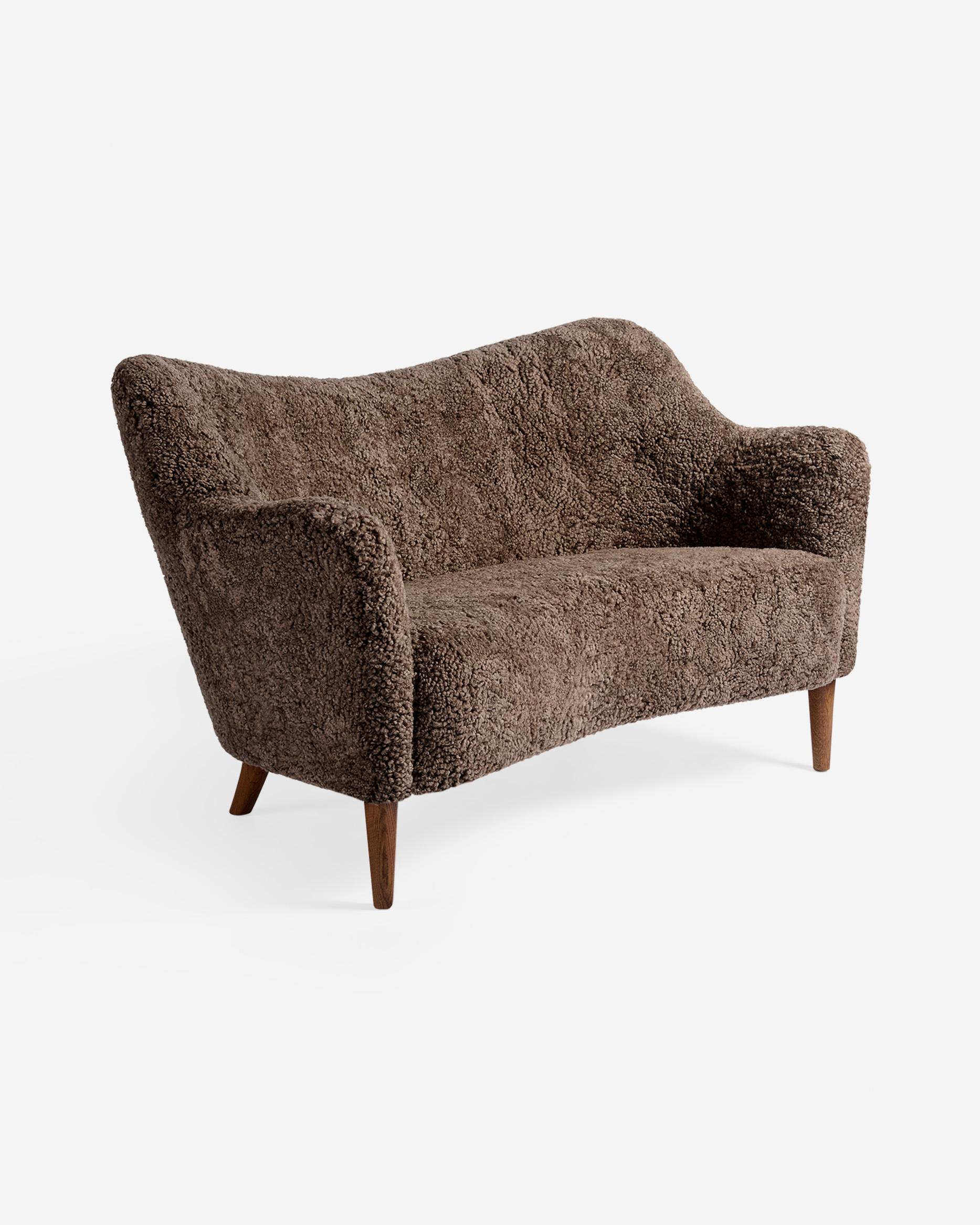 Scandinavo moderno Divano in pelle di pecora di Alfred Christensen, 1950 ca. in vendita