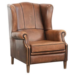Sheepskin wingback armchair with beautiful colours in good condition