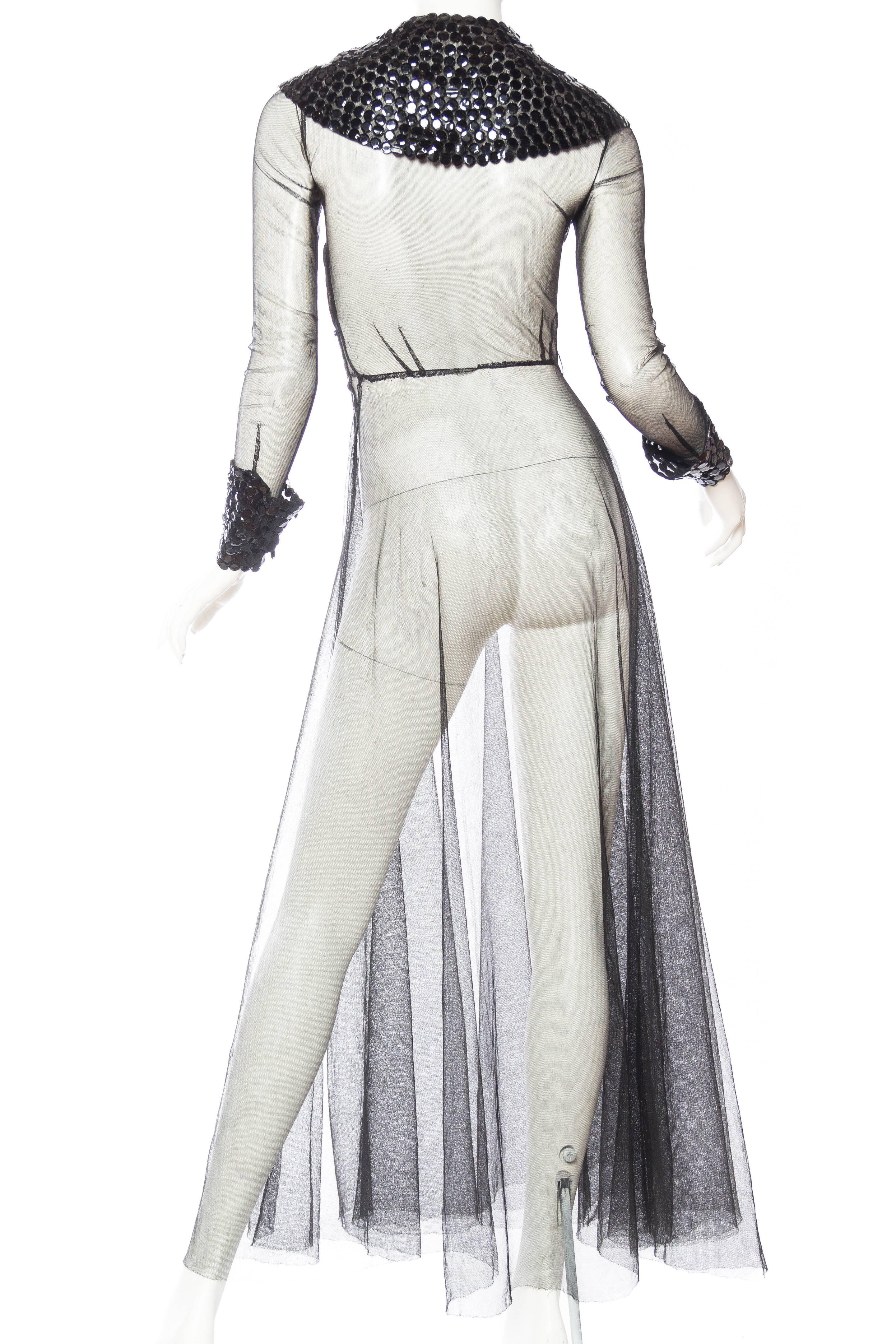 Robe en filet transparent avec nœud et col à paillettes de style Gucci, années 1930 en vente 1