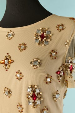 Maglietta in tulle di nylon trasparente con perline GIANFRANCO FERRE Studio