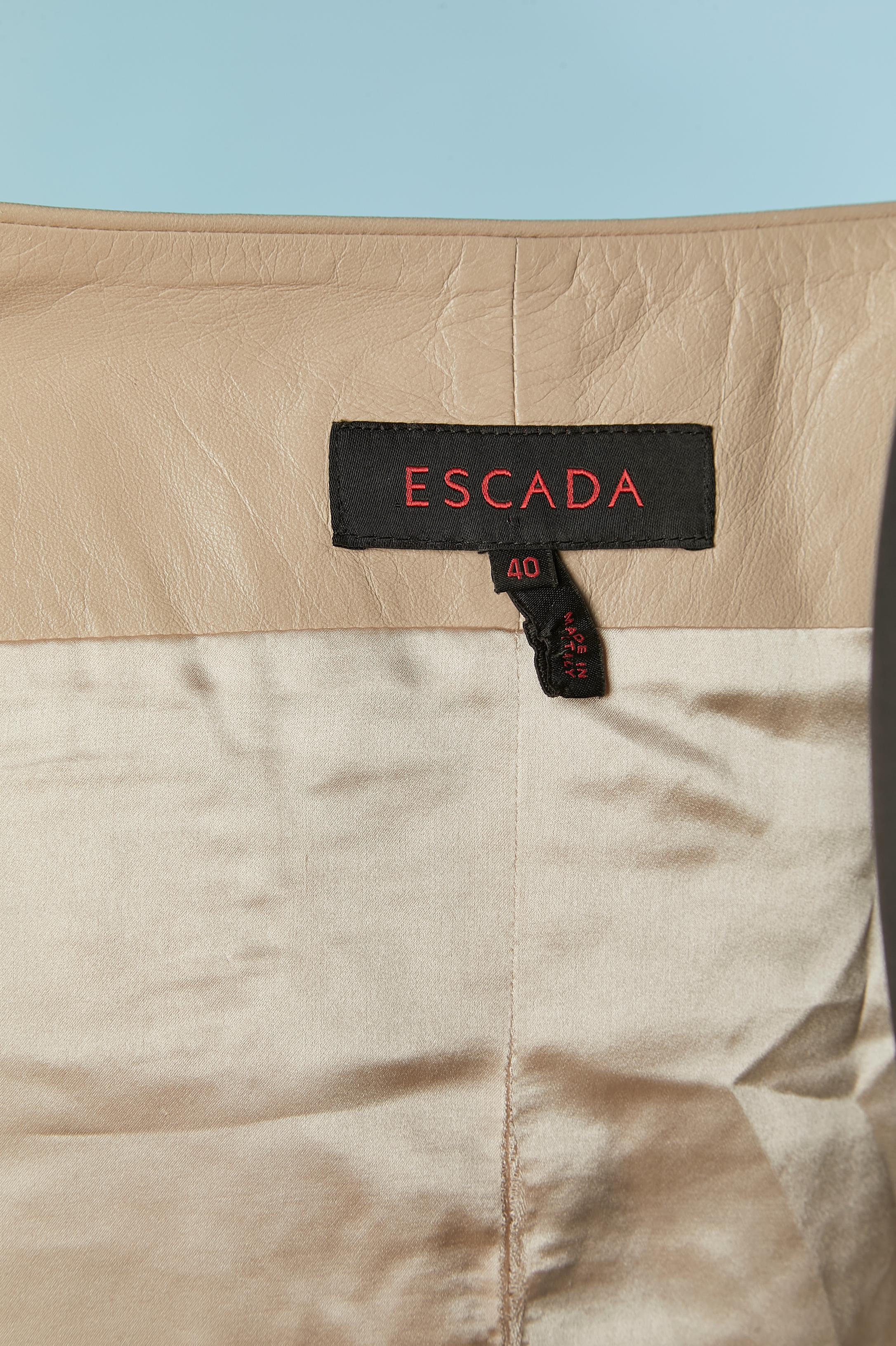 Sheer beige leather jacket with gather ESCADA For Sale 1