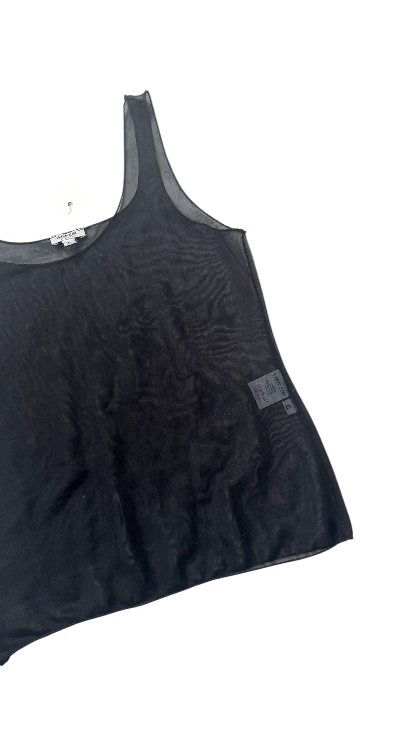 Sheer Black Tank Top by Alberto Aspesi  - No import duty, we pay for it! in vendita 8