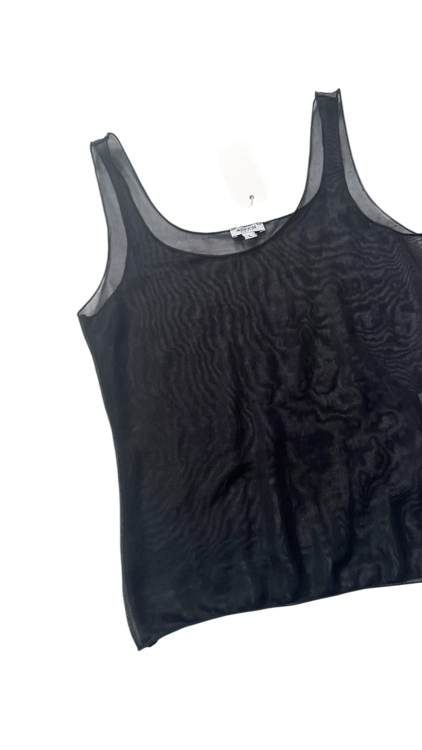 Sheer Black Tank Top by Alberto Aspesi  - No import duty, we pay for it! in vendita 9