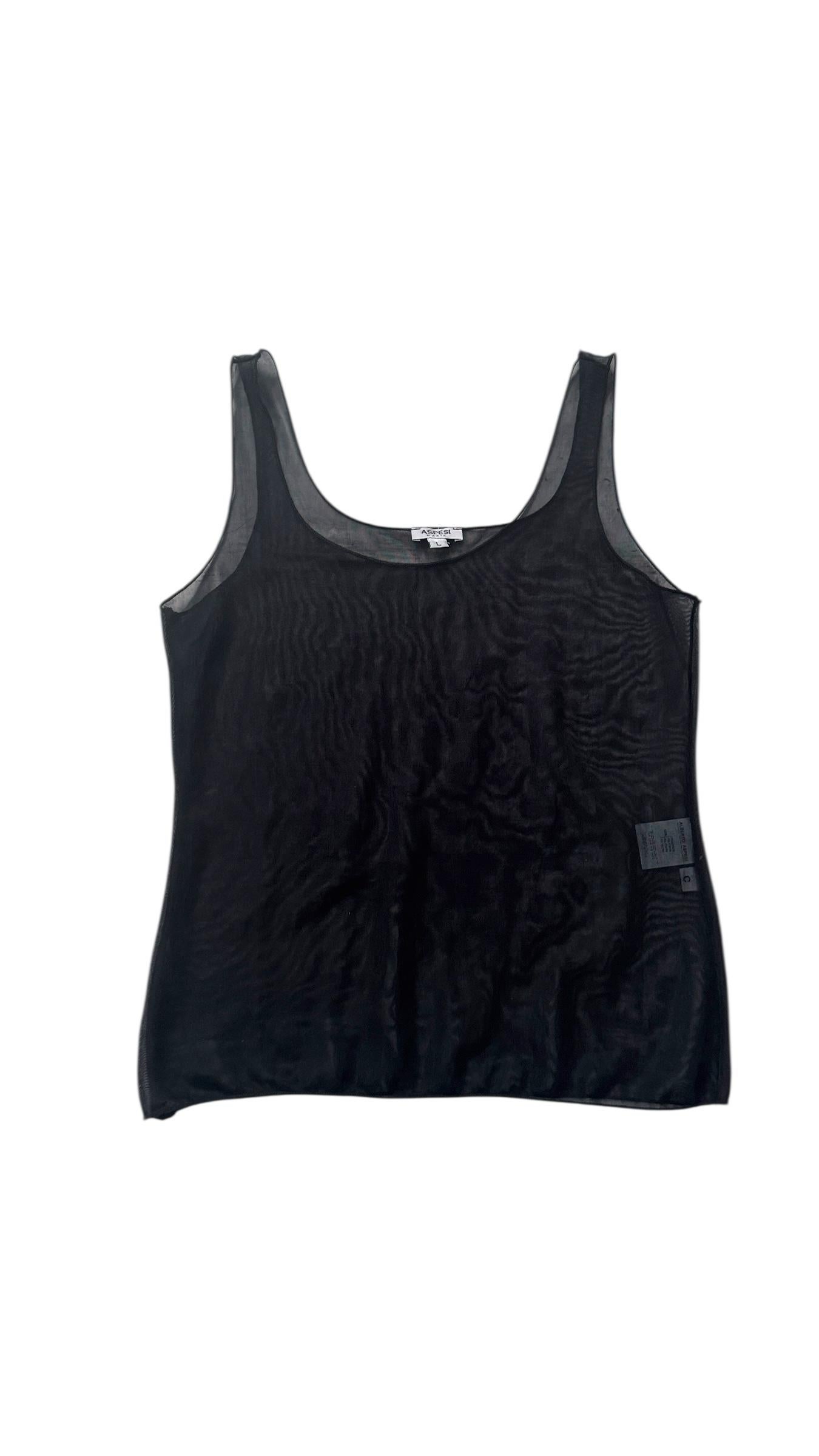 Sheer Black Tank Top by Alberto Aspesi  - No import duty, we pay for it! in vendita 10