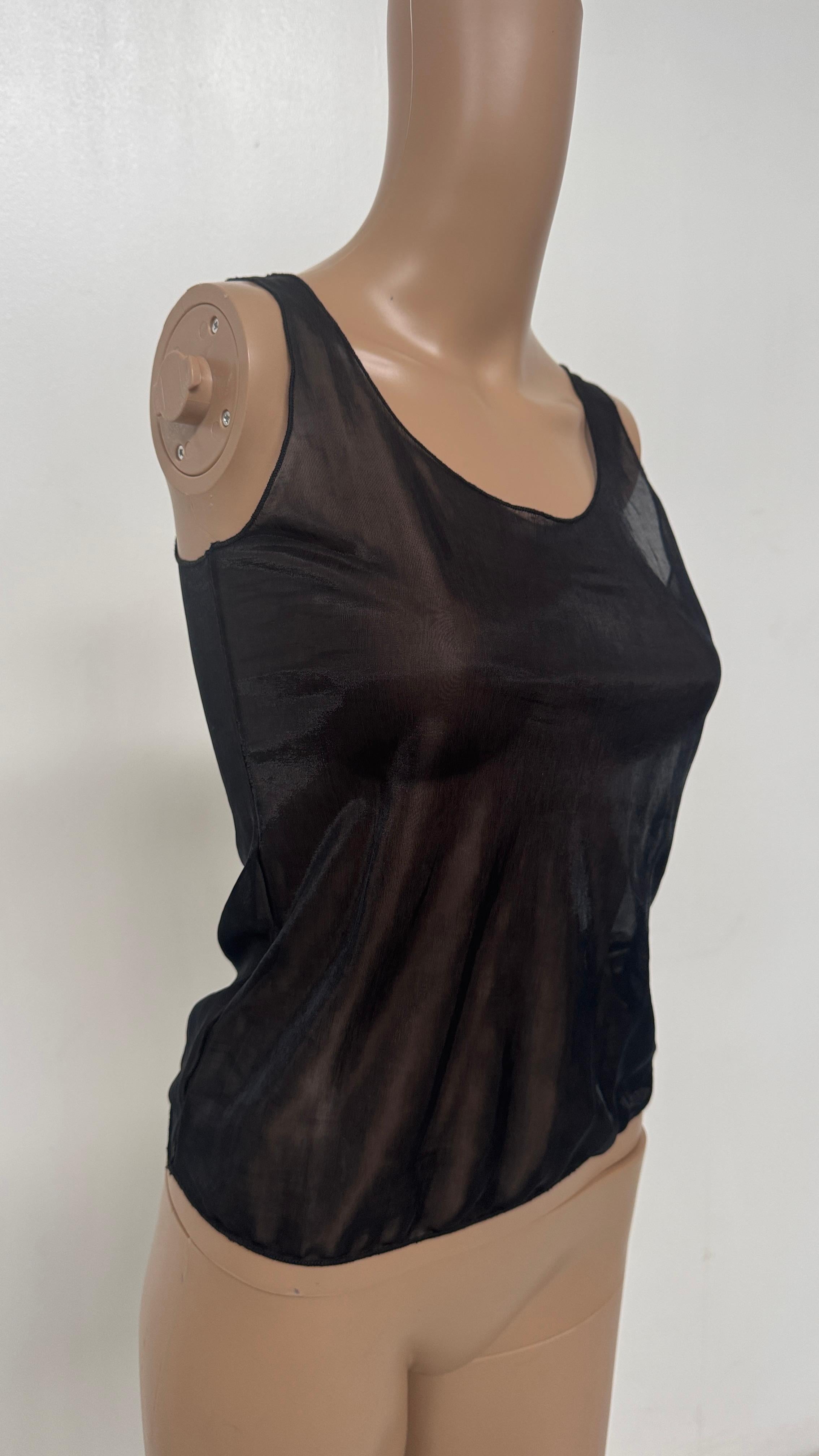 Sheer Black Tank Top by Alberto Aspesi  - No import duty, we pay for it! In condizioni buone in vendita a Milano, IT