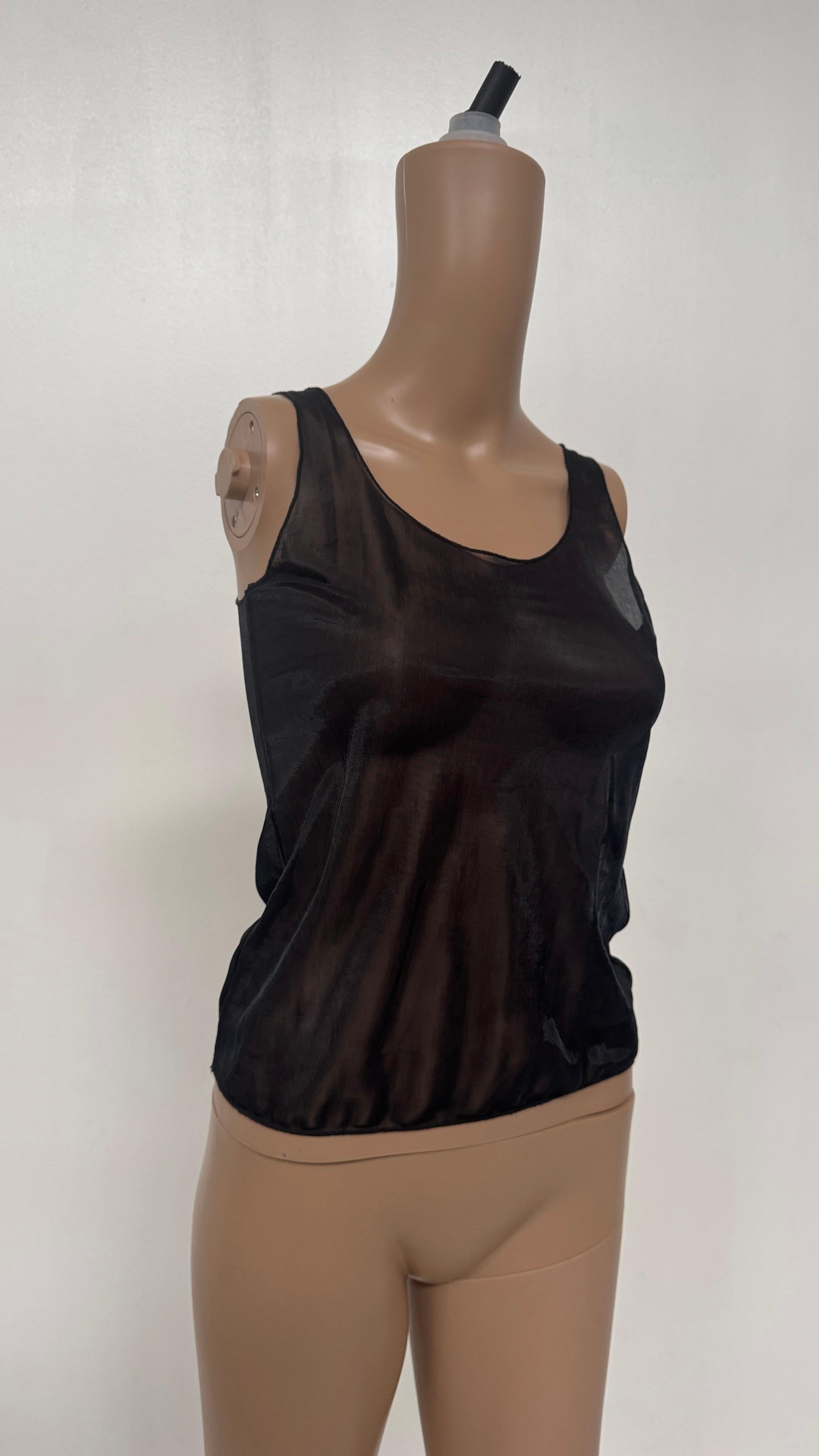 Sheer Black Tank Top by Alberto Aspesi  - No import duty, we pay for it! in vendita 1