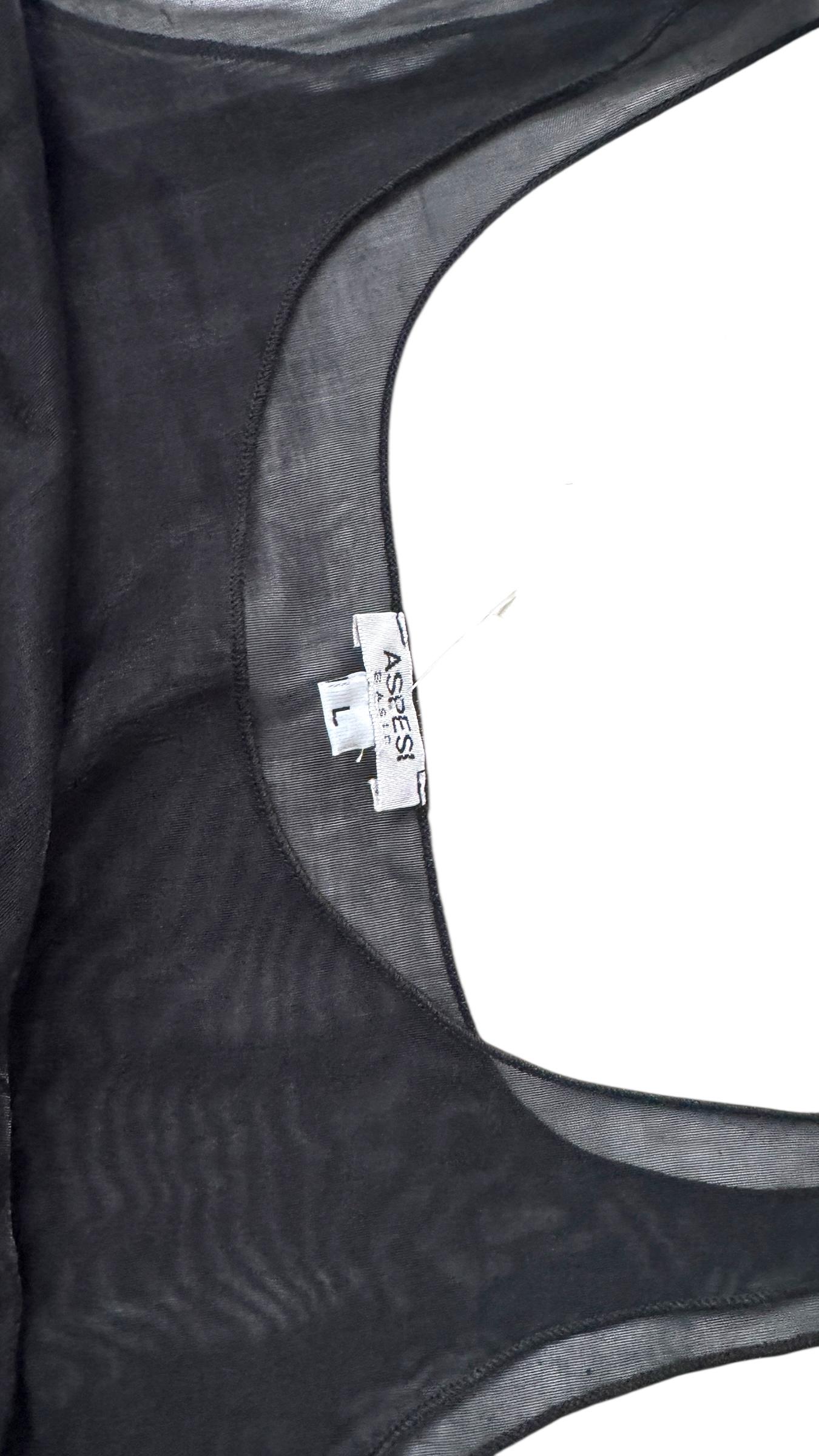 Sheer Black Tank Top by Alberto Aspesi  - No import duty, we pay for it! in vendita 4