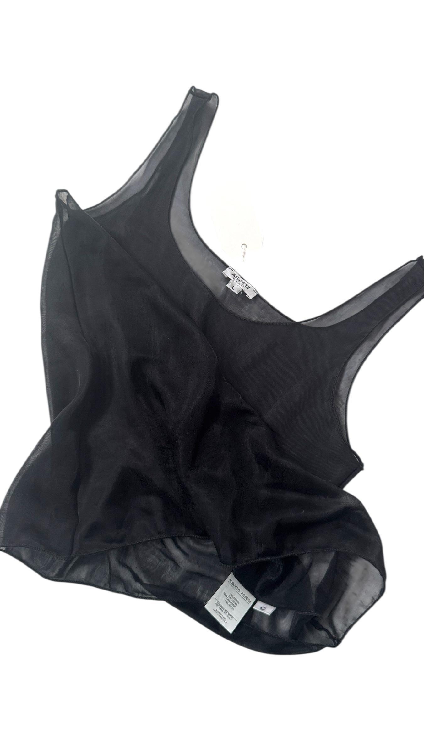 Sheer Black Tank Top by Alberto Aspesi  - No import duty, we pay for it! in vendita 5