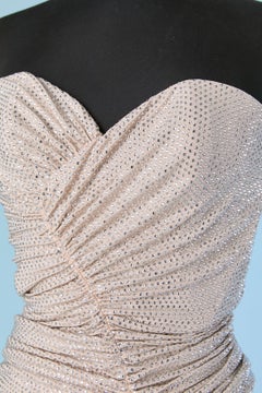 Sheer draped jersey bustier evening dress with rhinestone ALEXANDRE VAUTHIER