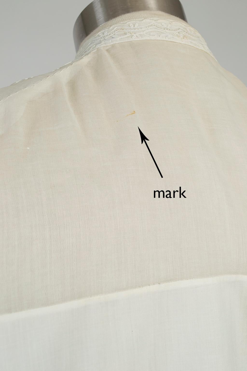Dickey-S-M chemise édouardienne transparente en toile de chemise transparente à col noué et à encolure ras du cou, années 1910 en vente 5
