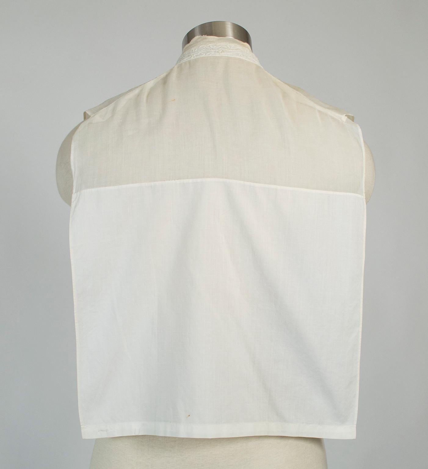 Dickey-S-M chemise édouardienne transparente en toile de chemise transparente à col noué et à encolure ras du cou, années 1910 Bon état - En vente à Tucson, AZ