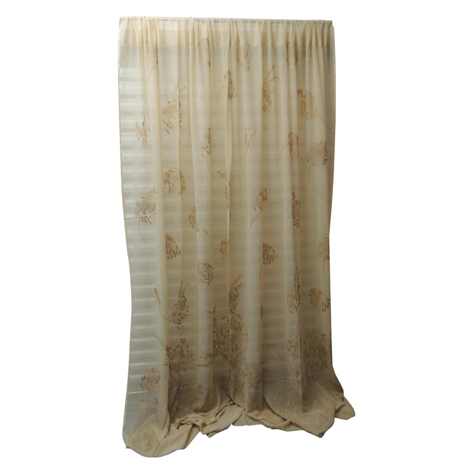 Sheer Embroidered Ecru Color Curtain Panel For Sale at 1stDibs