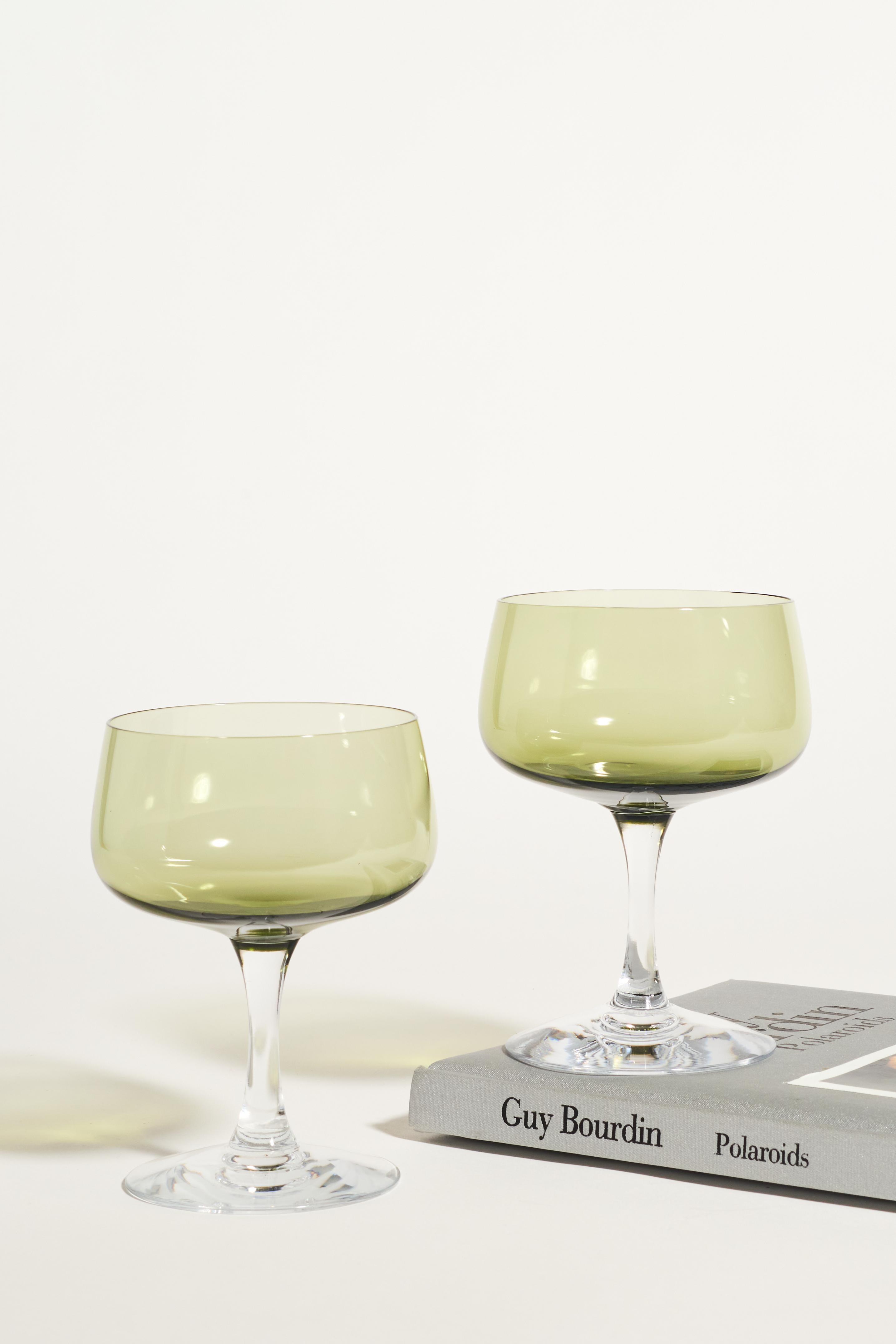 Mid-20th Century Sheer Green Cocktail Glasses Set of Four