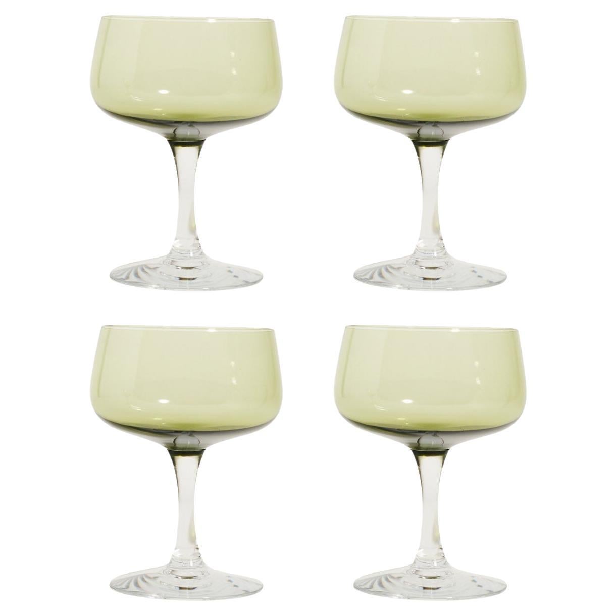Sheer Green Cocktail Glasses Set of Four