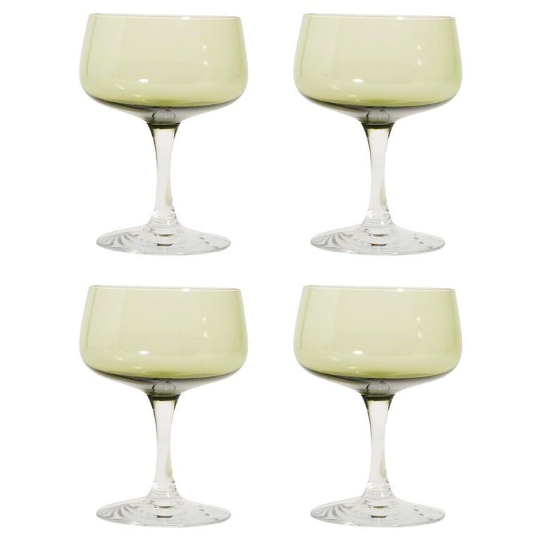 Sheer Green Cocktail Glasses Set of Four For Sale at 1stDibs