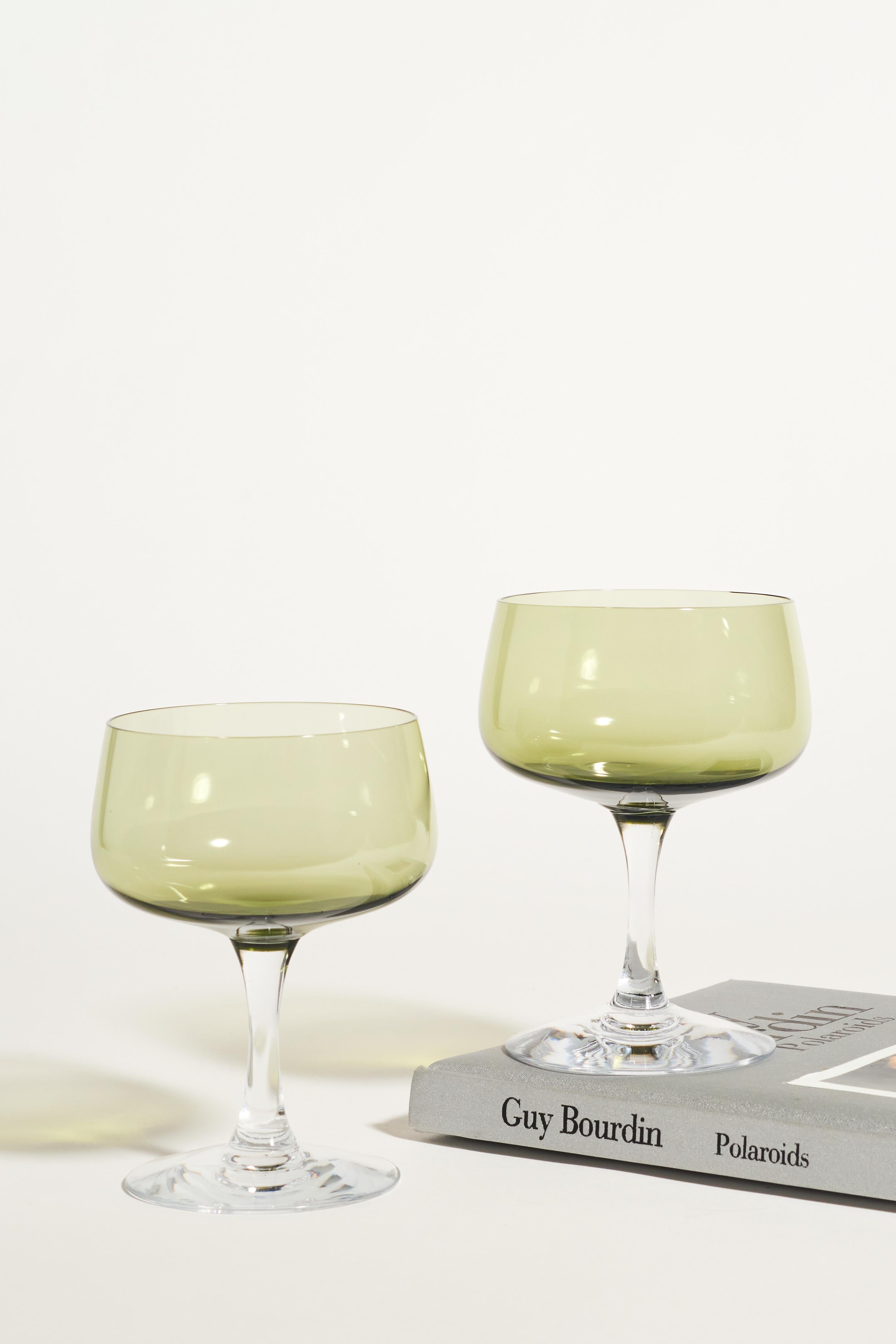Mid-20th Century Sheer Green Cocktail Glasses Set of Two For Sale