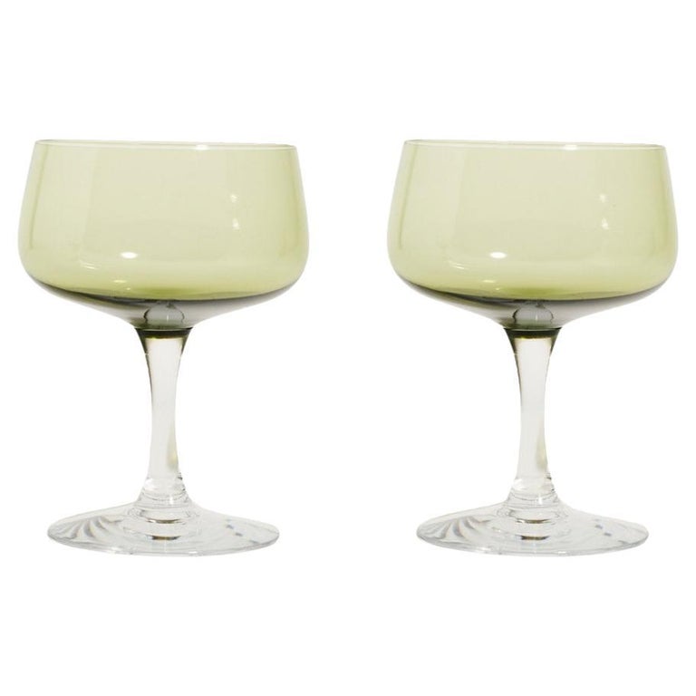 Sheer Green Cocktail Glasses Set of Two For Sale at 1stDibs
