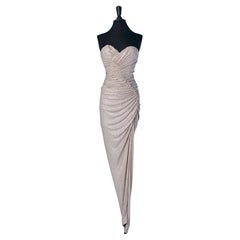 Sheer jersey bustier crystalized wrap evening dress ALEXANDRE VAUTHIER