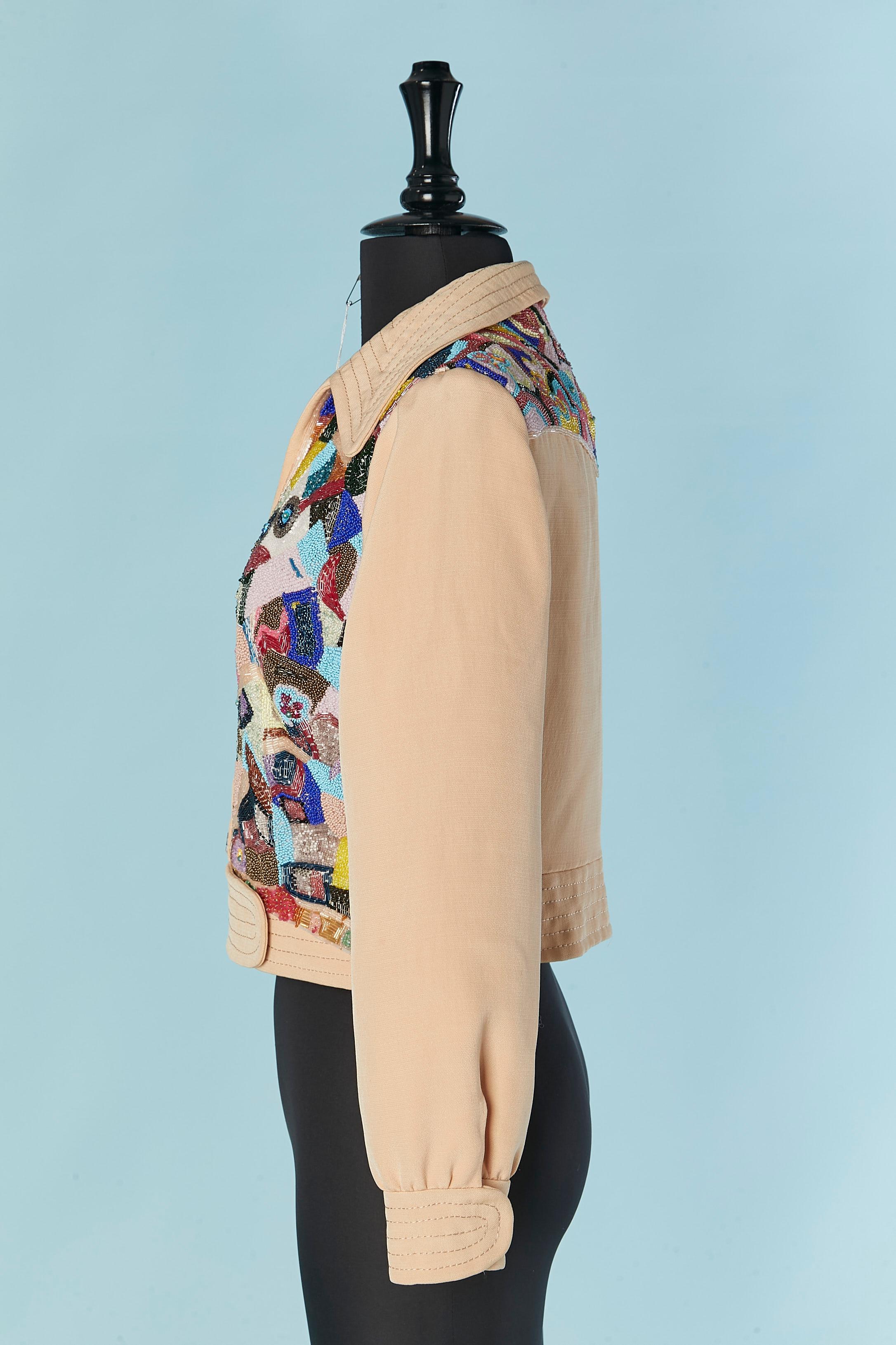 Giacca rosa trasparente con perline ANNY Circa 1970 In condizioni ottime in vendita a Saint-Ouen-Sur-Seine, FR