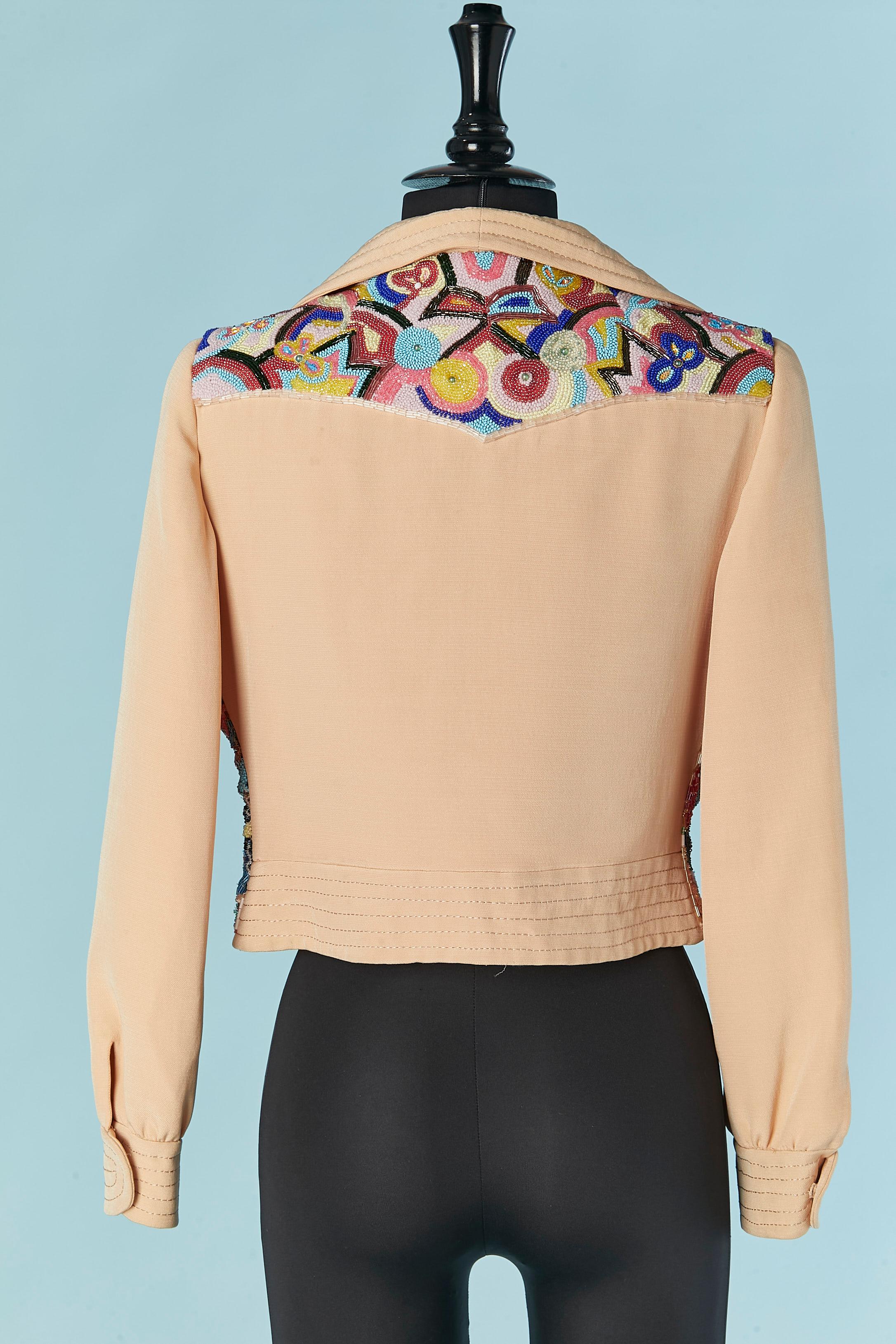 Donna Giacca rosa trasparente con perline ANNY Circa 1970 in vendita