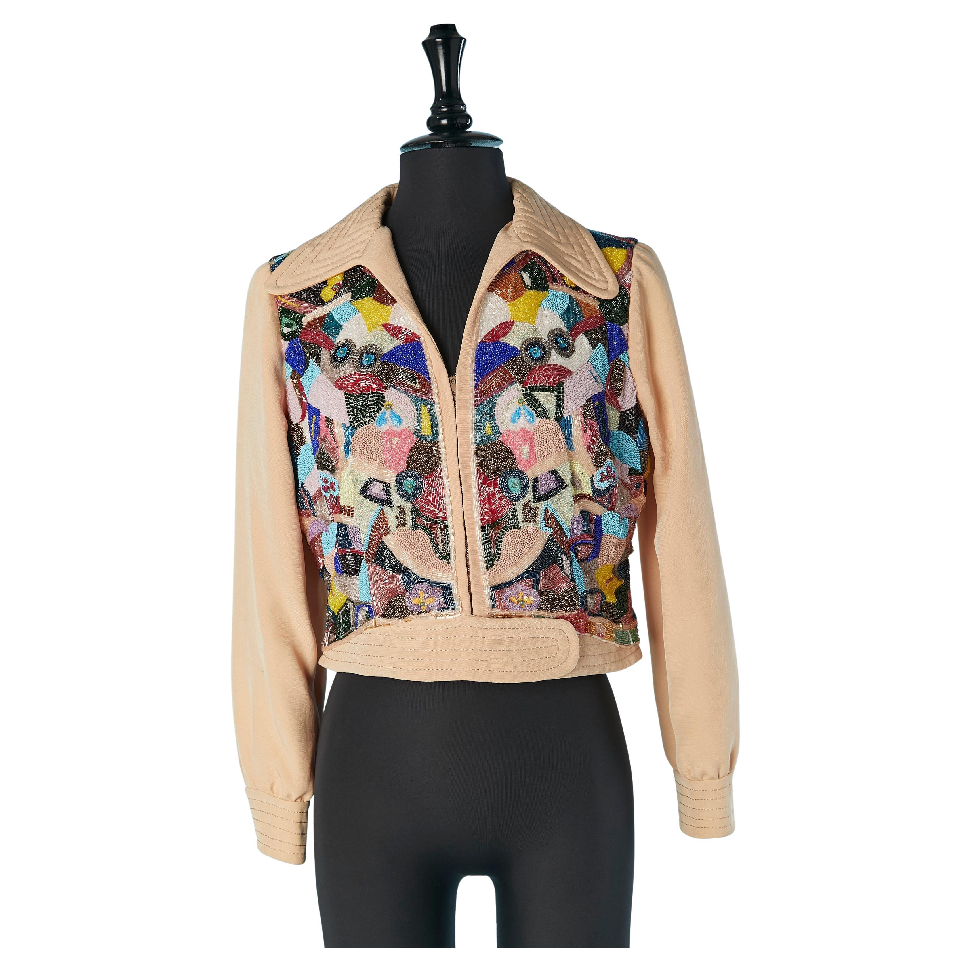 Giacca rosa trasparente con perline ANNY Circa 1970