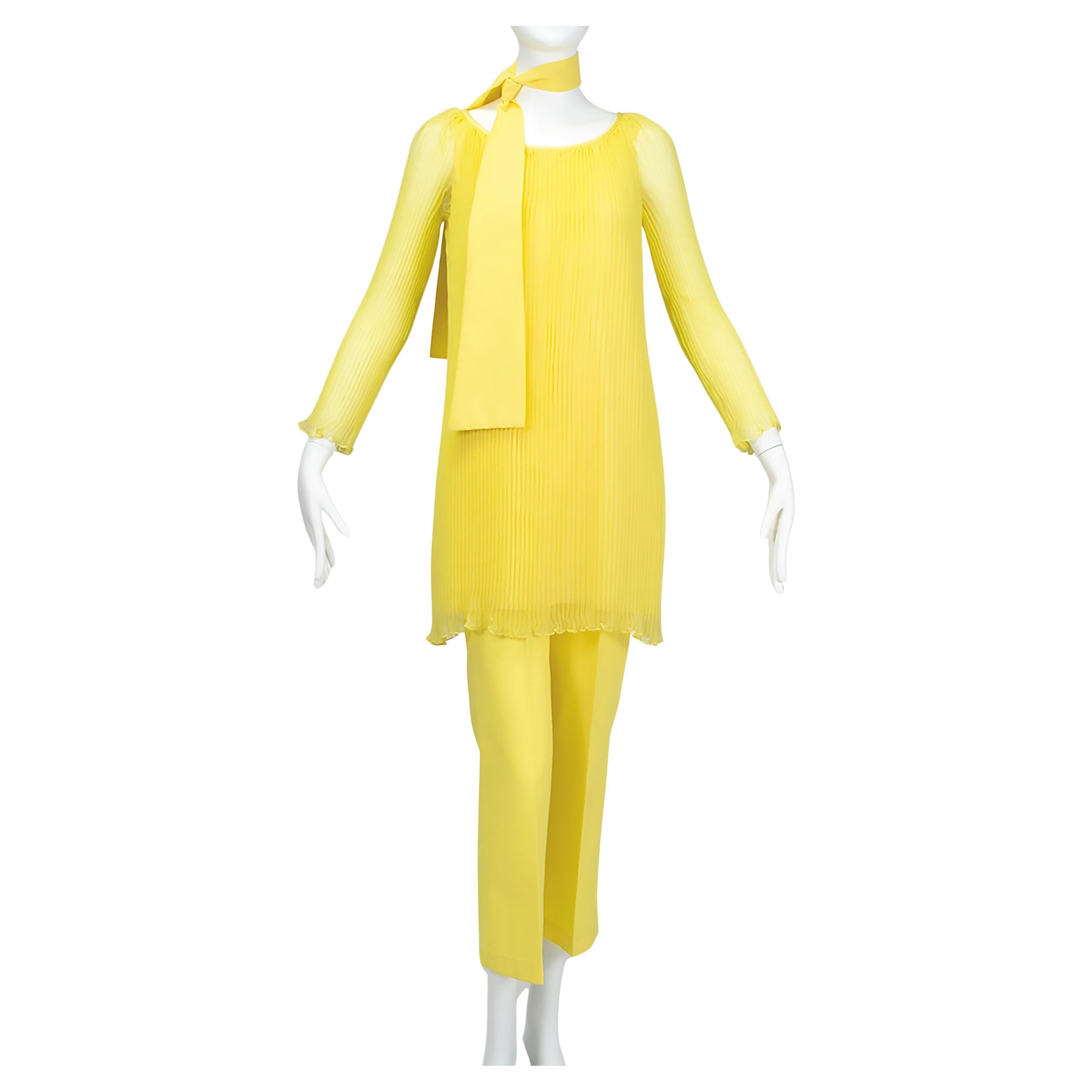 Conjunto de túnica plisada y pantalón pitillo - XS, años 60 en venta