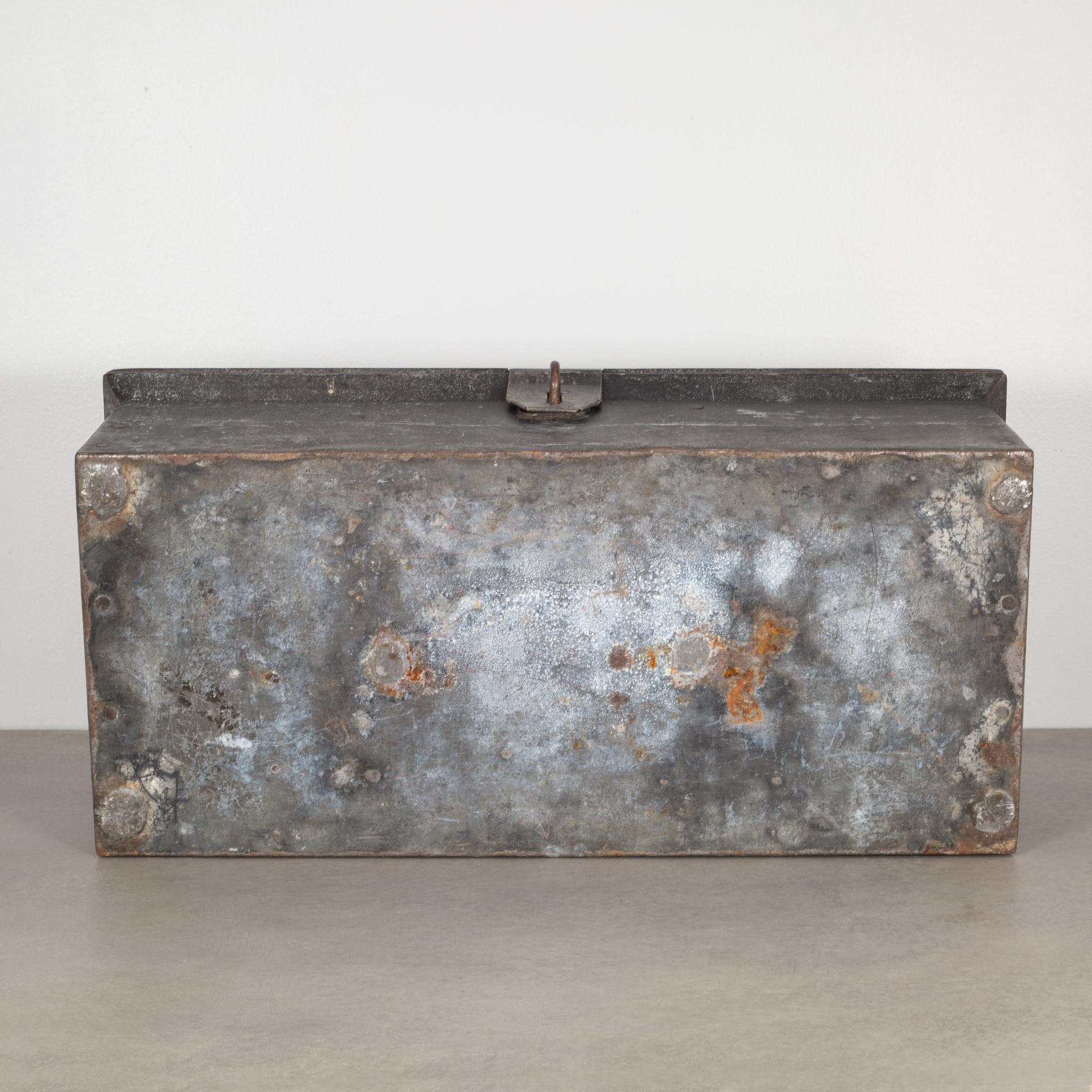 Industrial Sheet Metal Toolbox with Woven Copper Handle, circa 1930