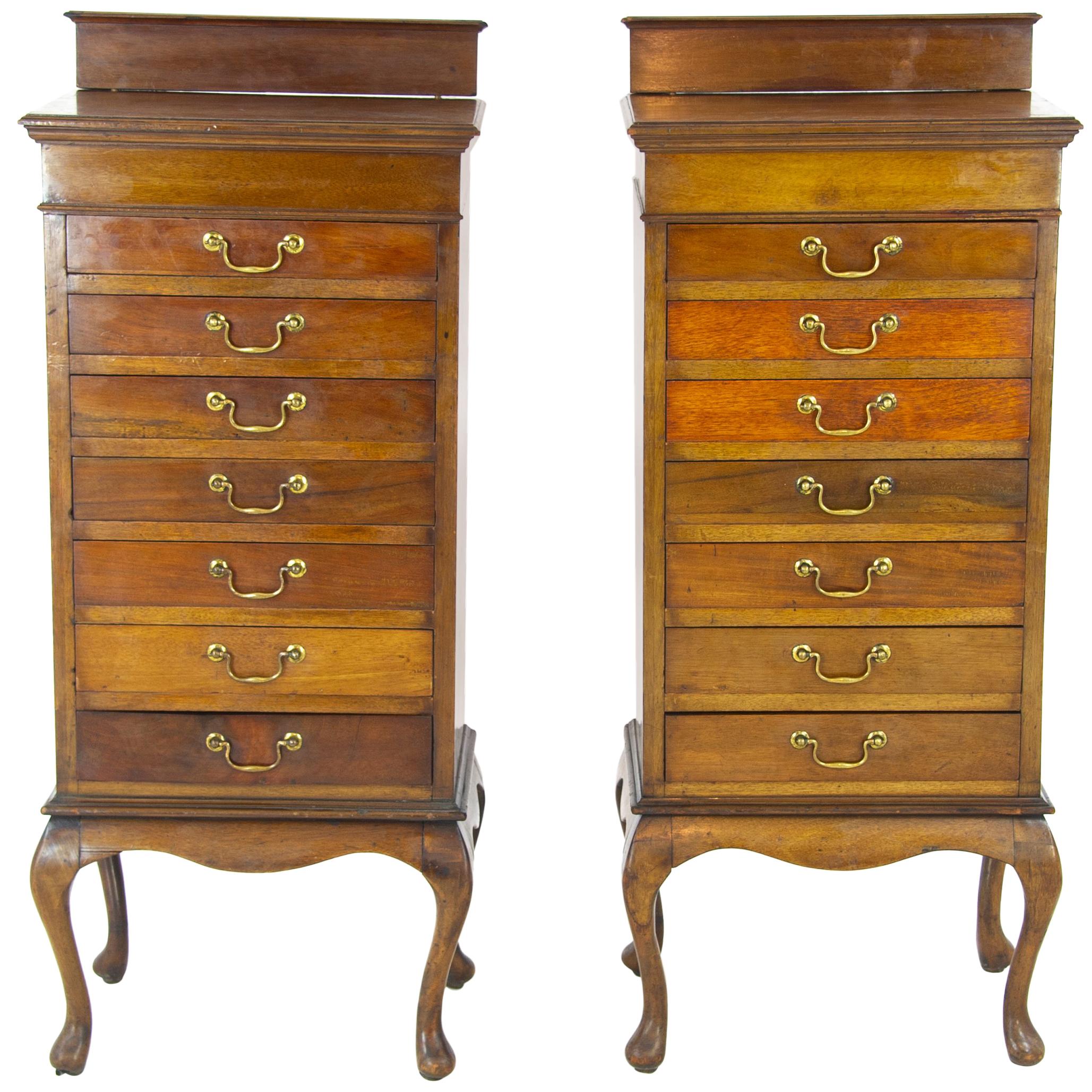 Sheet Music Cabinets, File Cabinets, Walnut, Scotland 1910, Antiques, B1208