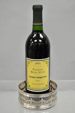 Sheffield Edwardian Silver Plated Fretwork Draped Mahogany Wine Bottle Coaster