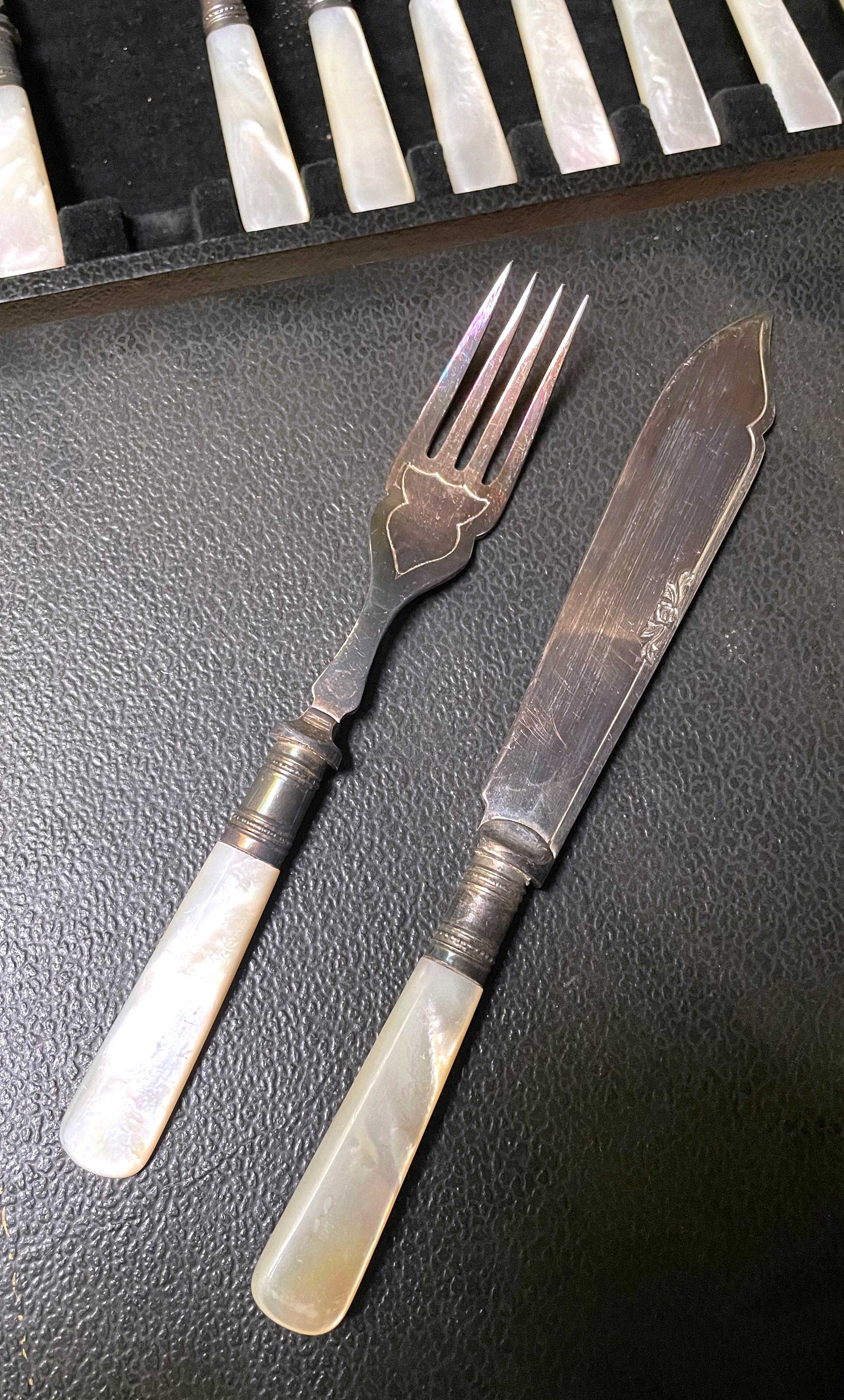 Talk about elegant and classy! You're next fancy get together will be an extra special event using these forks and knives for the fish course or enjoying dessert! There are two sets available each is a service for six and  comes in the original