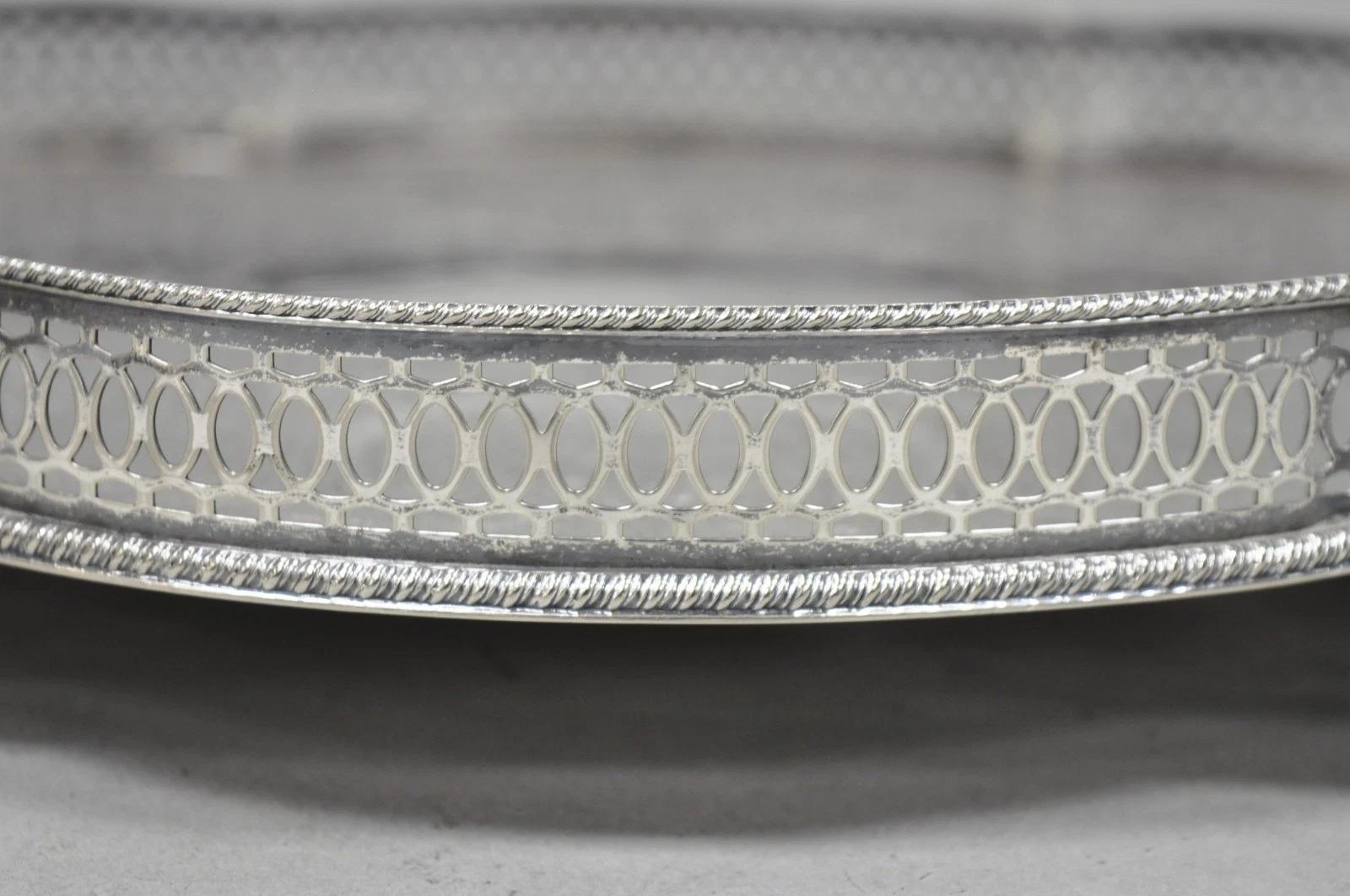 Sheffield England Chippendale Versilbertes Serviertablett Bar Tablett (Versilberung)