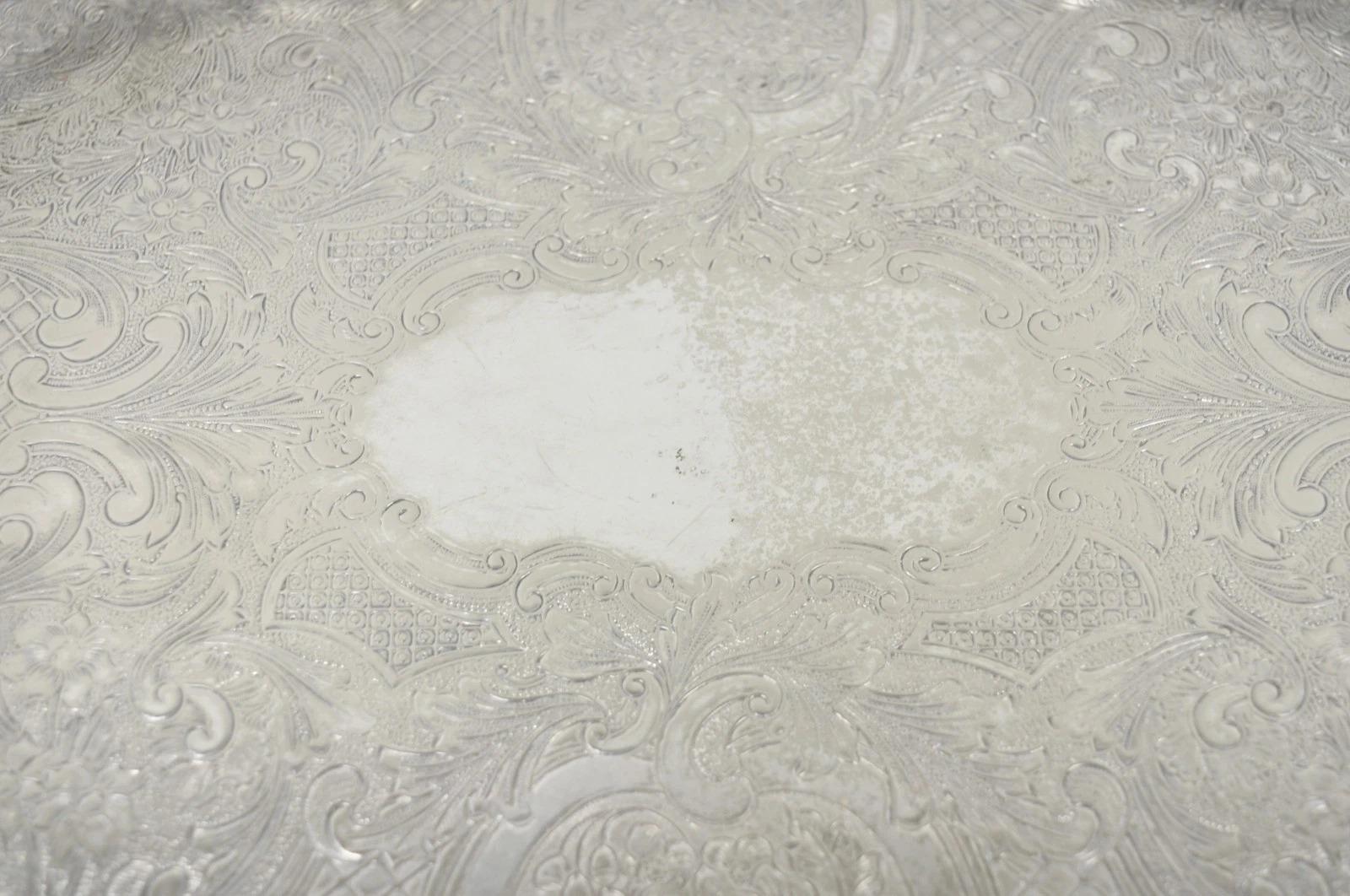 Sheffield England Chippendale Versilbertes Serviertablett Bar Tablett 1